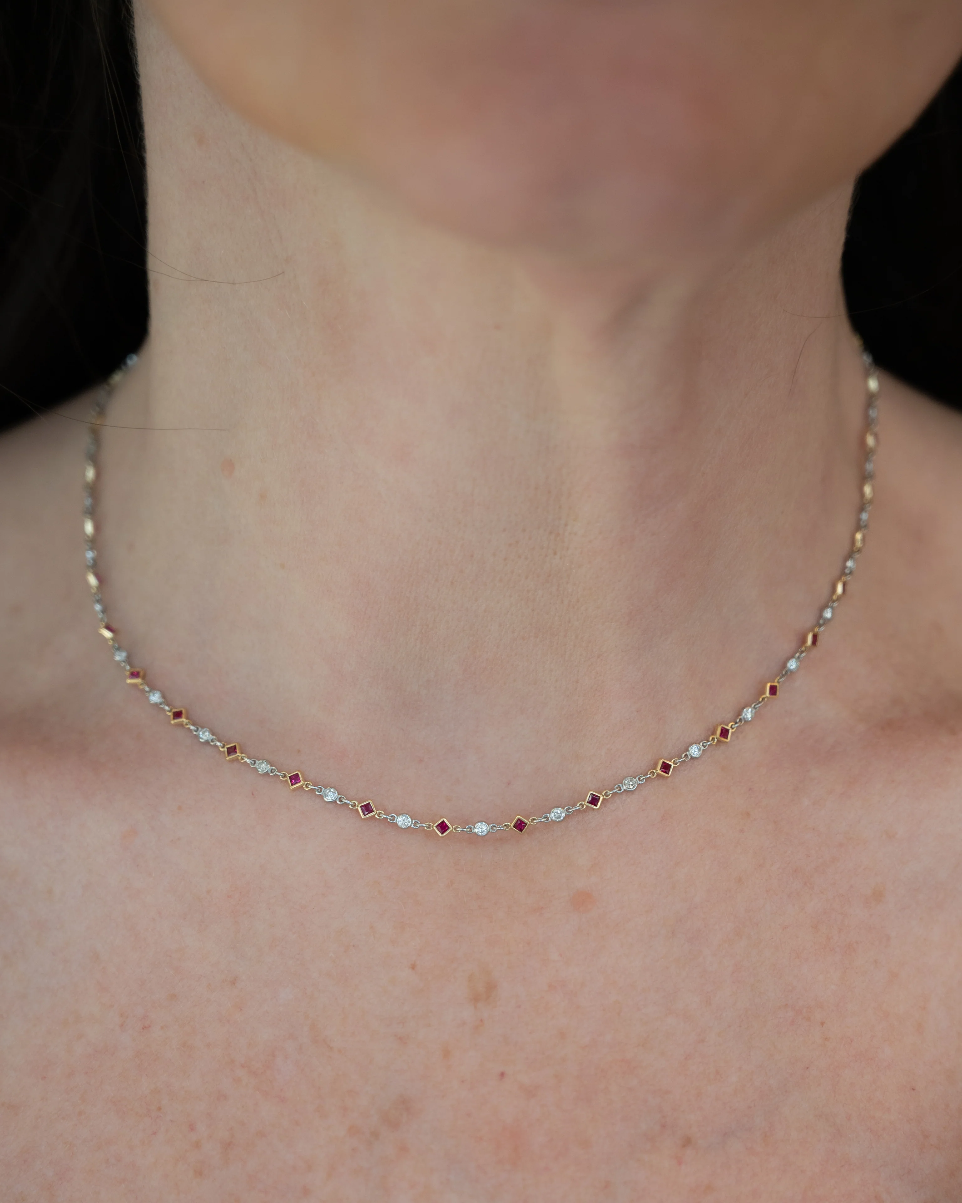 .60 Diamond & Ruby Necklace in 18k Yellow Gold - Image 6