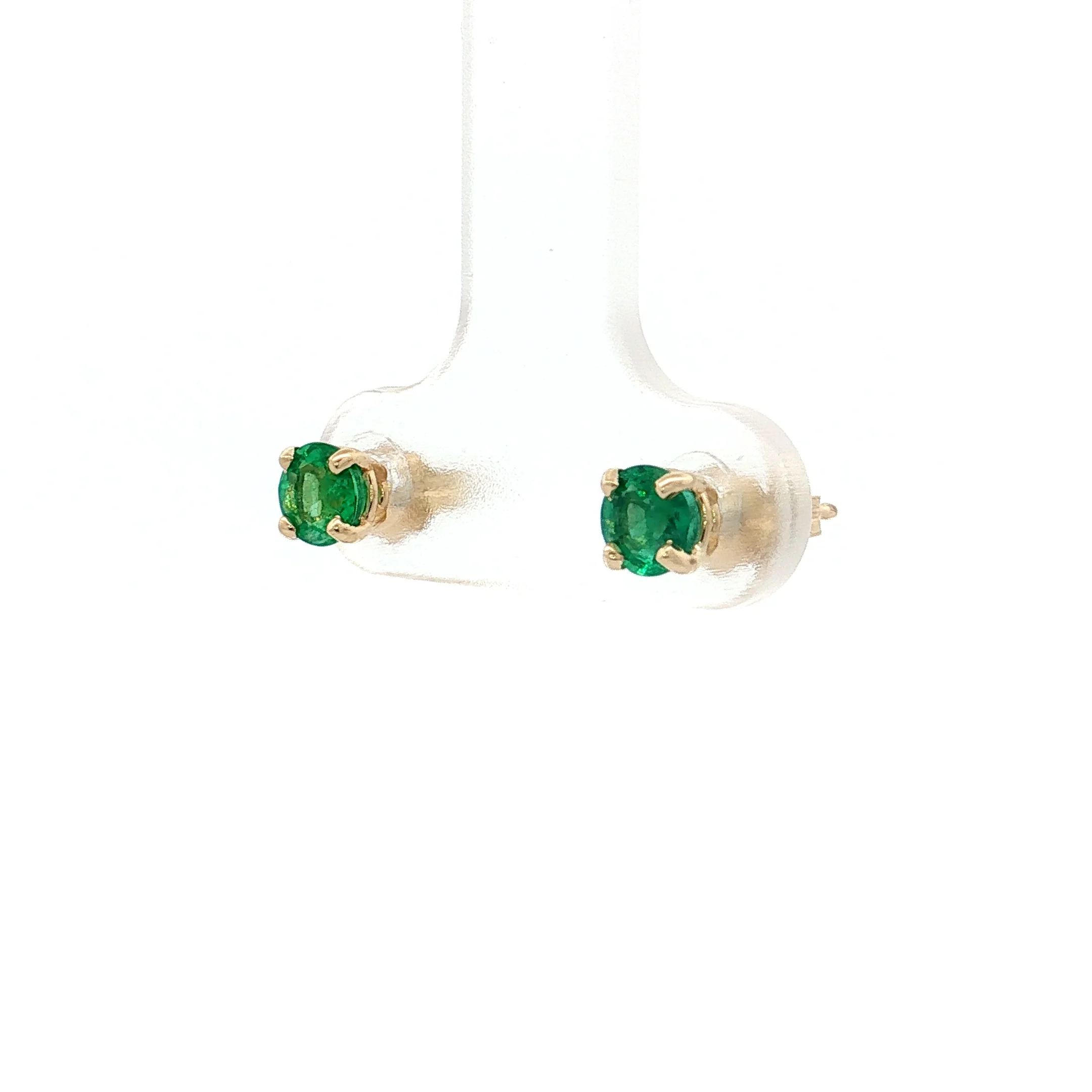 .60 Emerald Stud Earrings in 14k Yellow Gold - Image 2