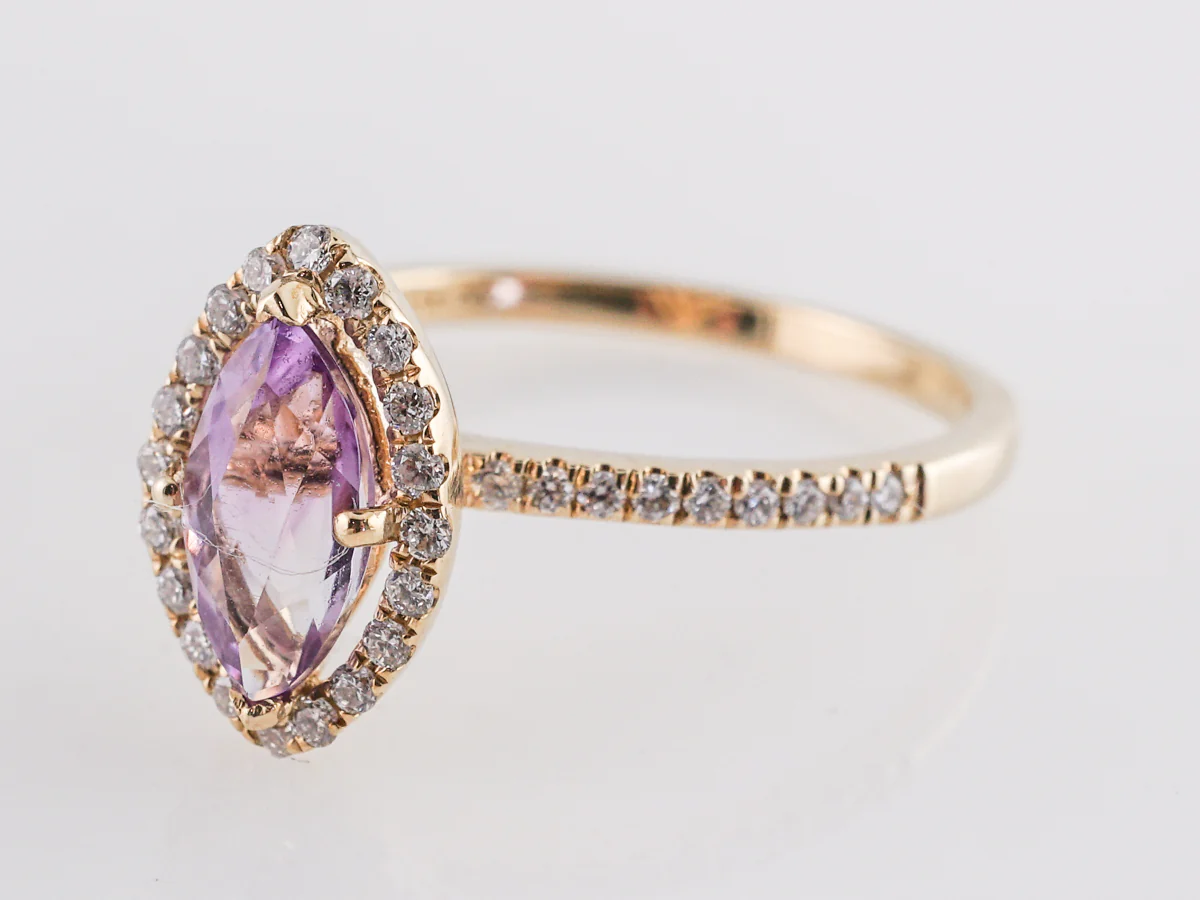 .60 Marquise Cut Amethyst Engagement Ring in 14k - Image 2