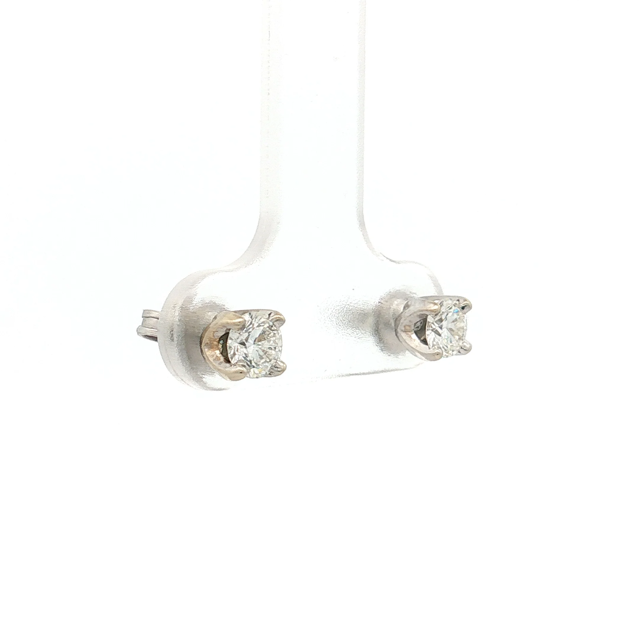 .60 Round Brilliant Diamond Stud Earrings 14k - Image 3
