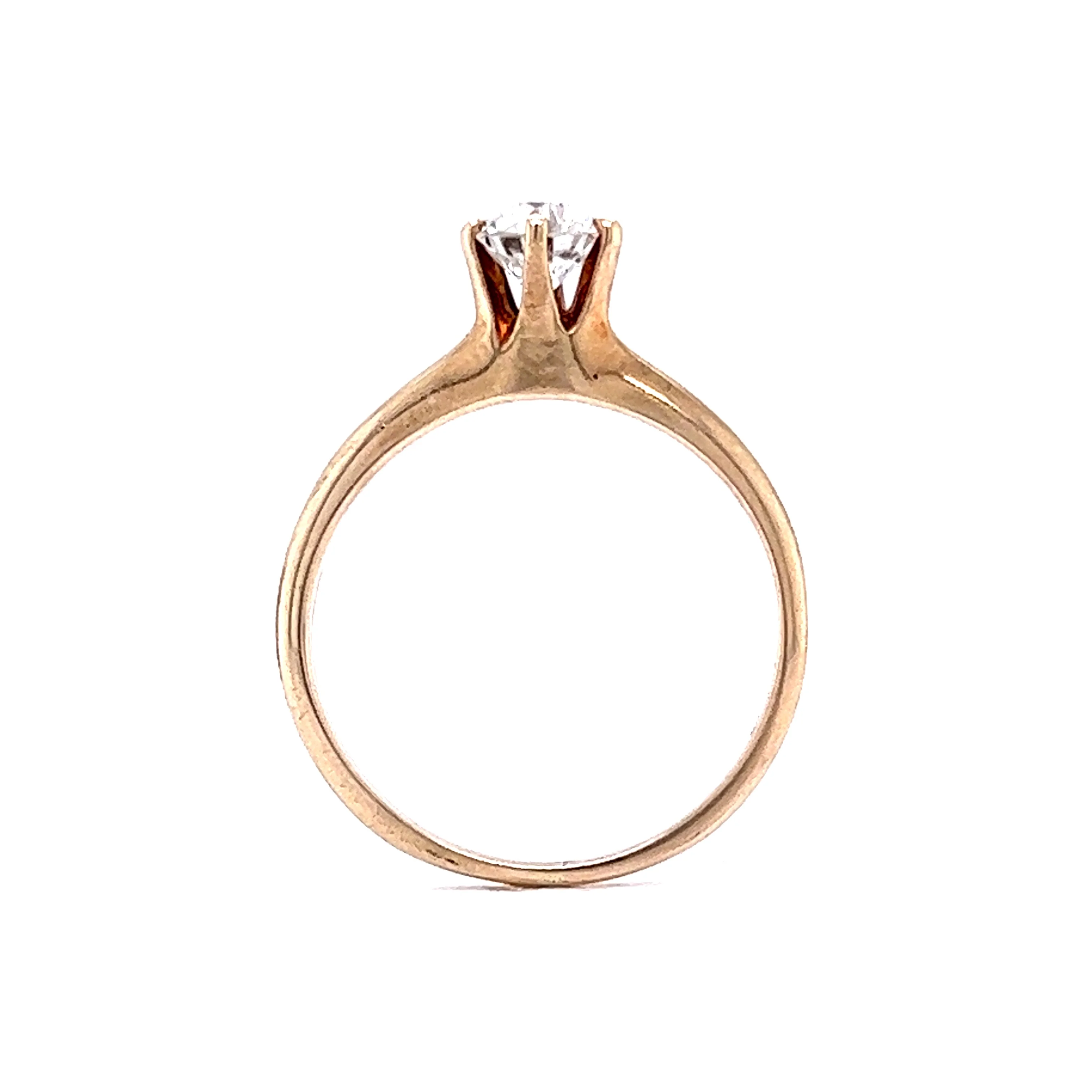 .60 Victorian Solitaire Diamond Engagement Ring in 14k Yellow Gold - Image 4