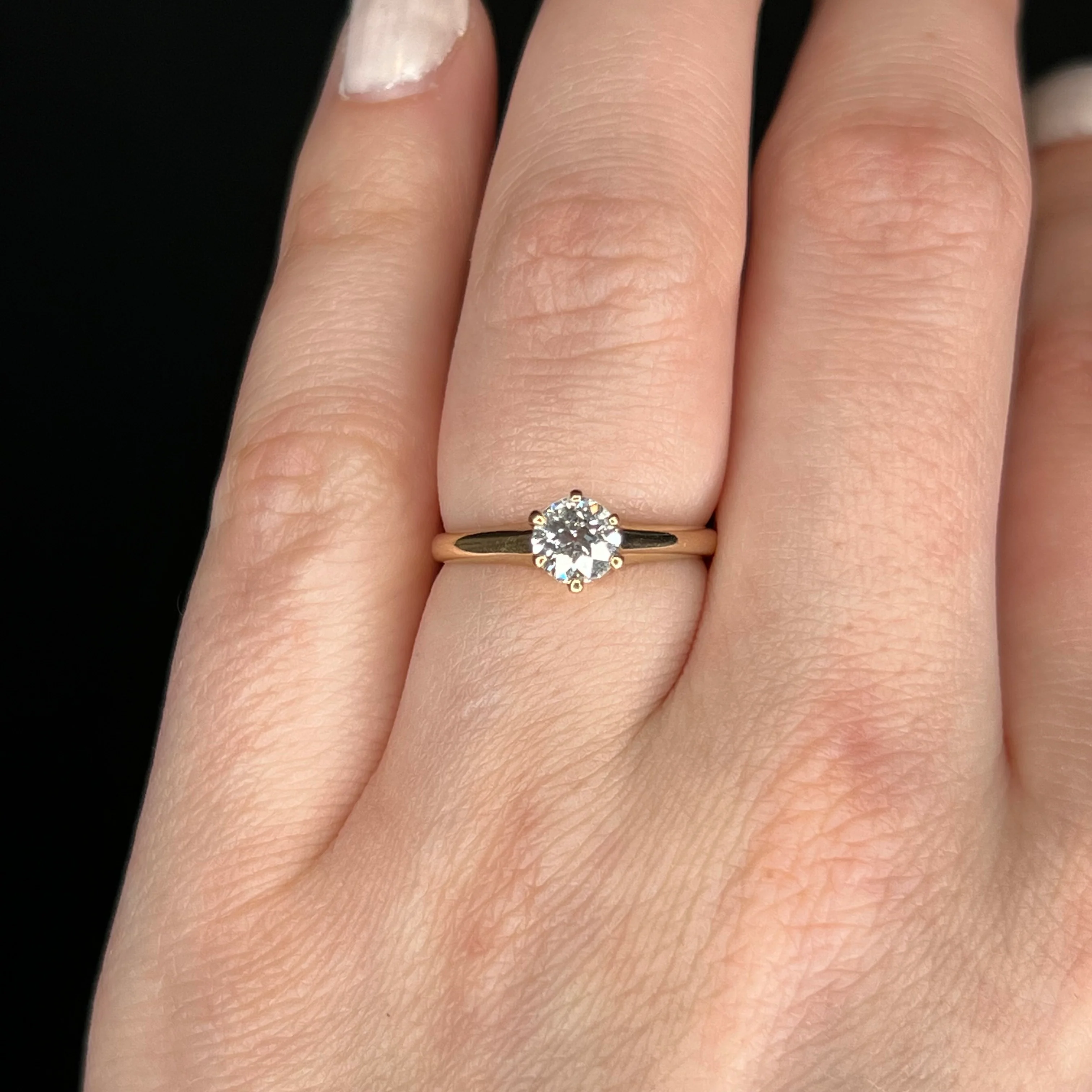 .60 Victorian Solitaire Diamond Engagement Ring in 14k Yellow Gold - Image 6