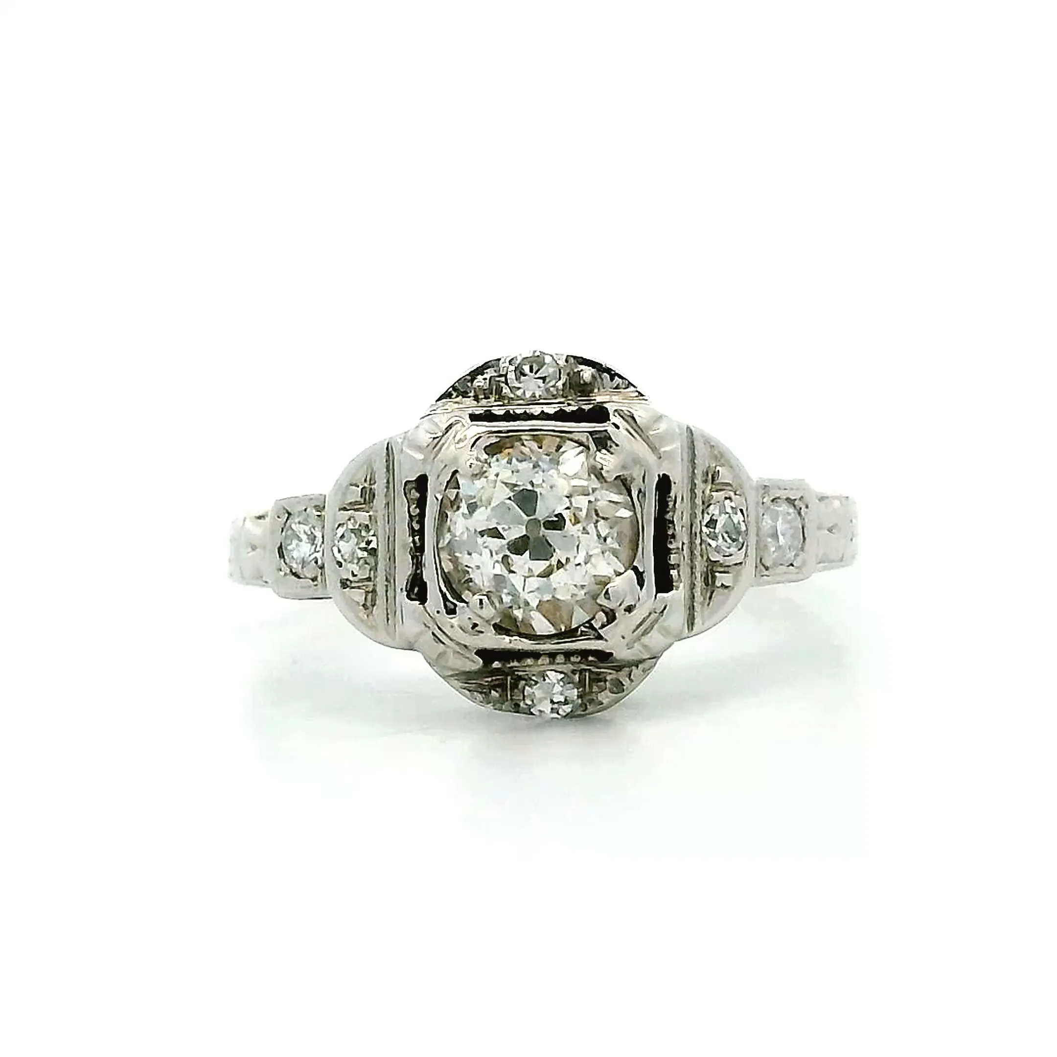.61 Antique Art Deco Diamond Engagement Ring in 18k
