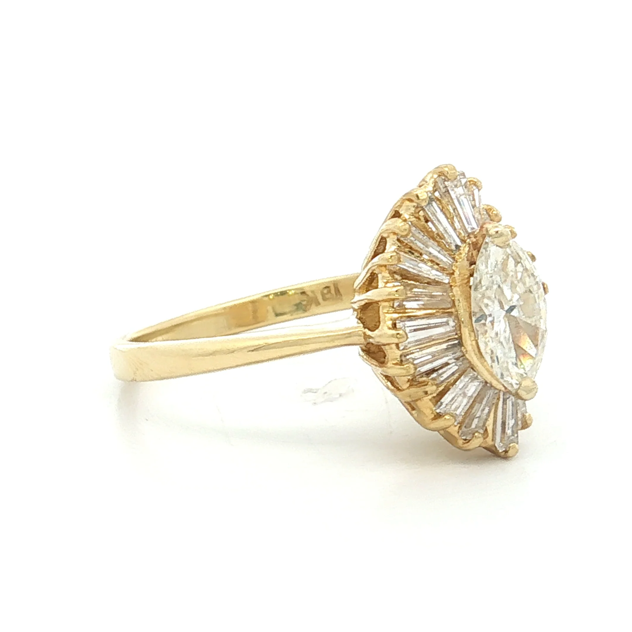 .61 Marquise Diamond Ballerina Engagement Ring 18k - Image 3