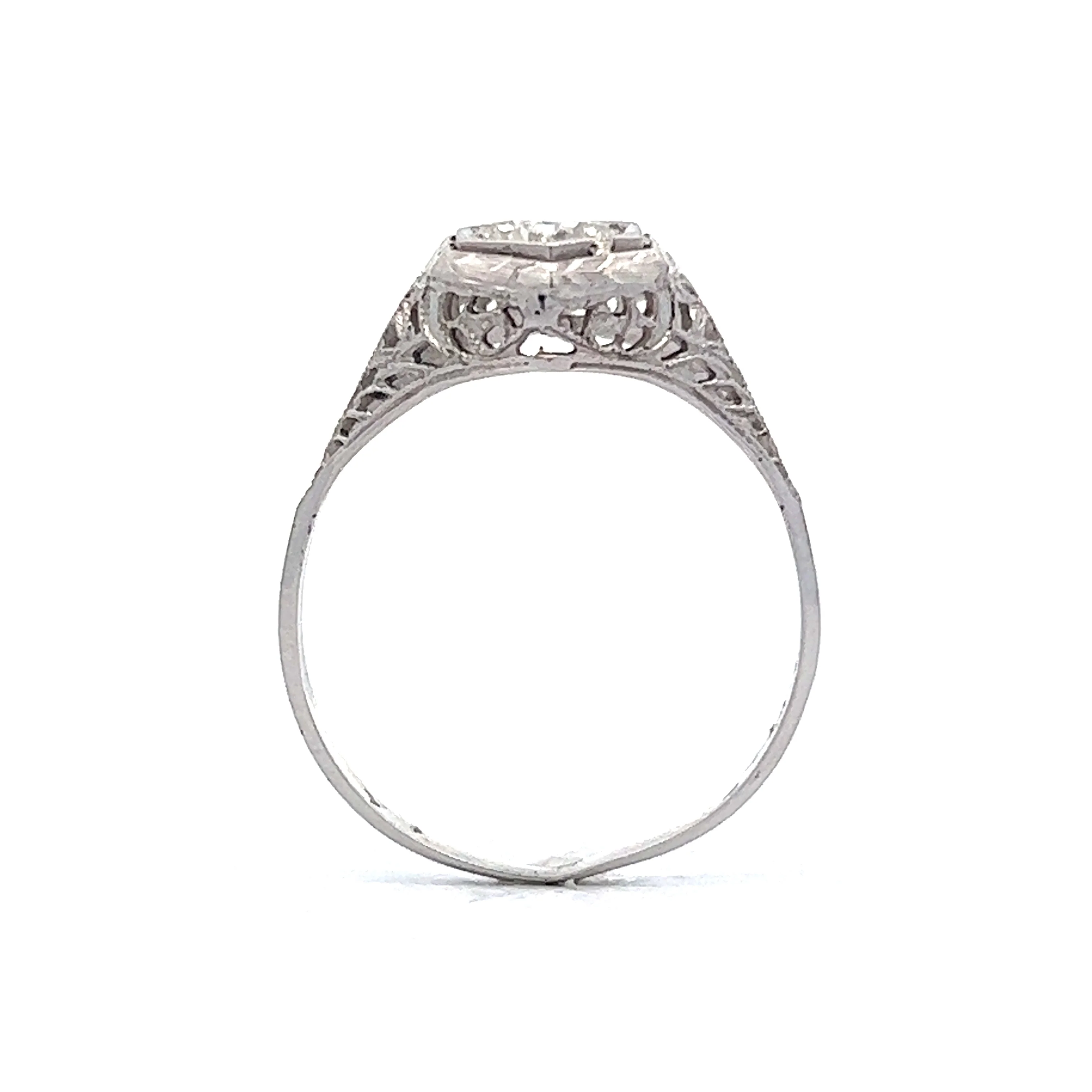 .62 Art Deco Filigree Diamond Engagement Ring in 18k White Gold - Image 4