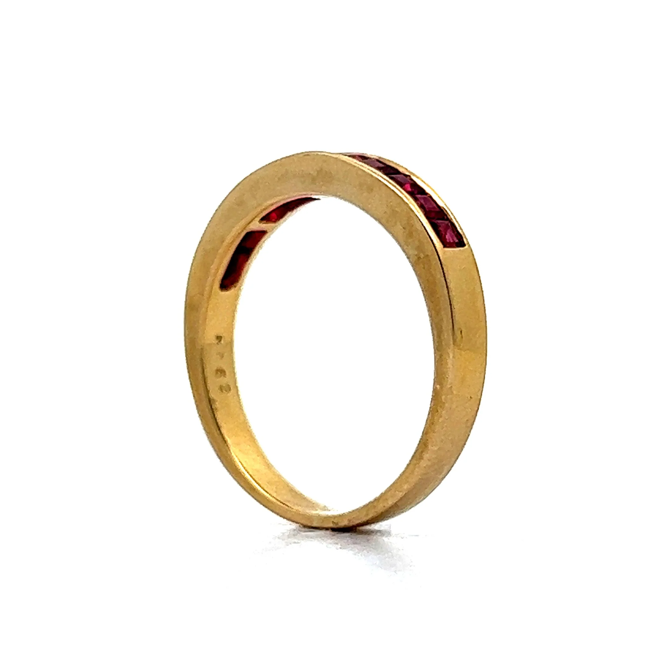 .62 Square Cut Ruby Wedding Band in 18k Yellow Gold - Image 5