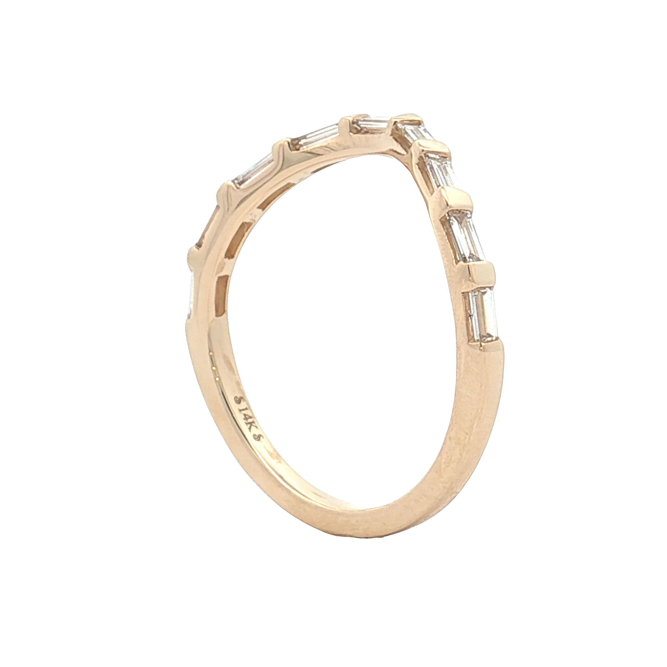.63 Baguette Diamond Contour Band 14k Yellow Gold - Image 5