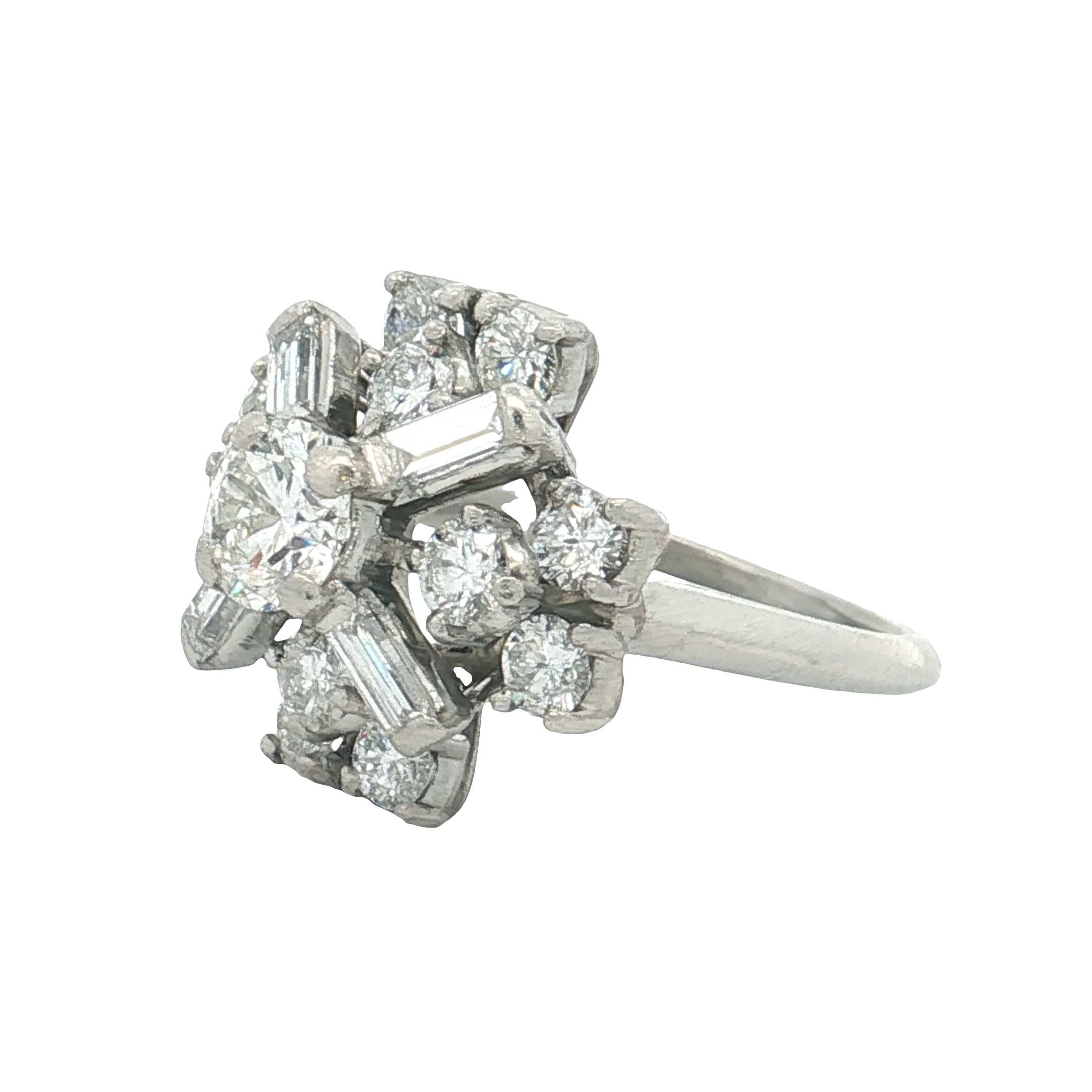 .63 Round & Baguette Diamond Cocktail Ring in Platinum - Image 2