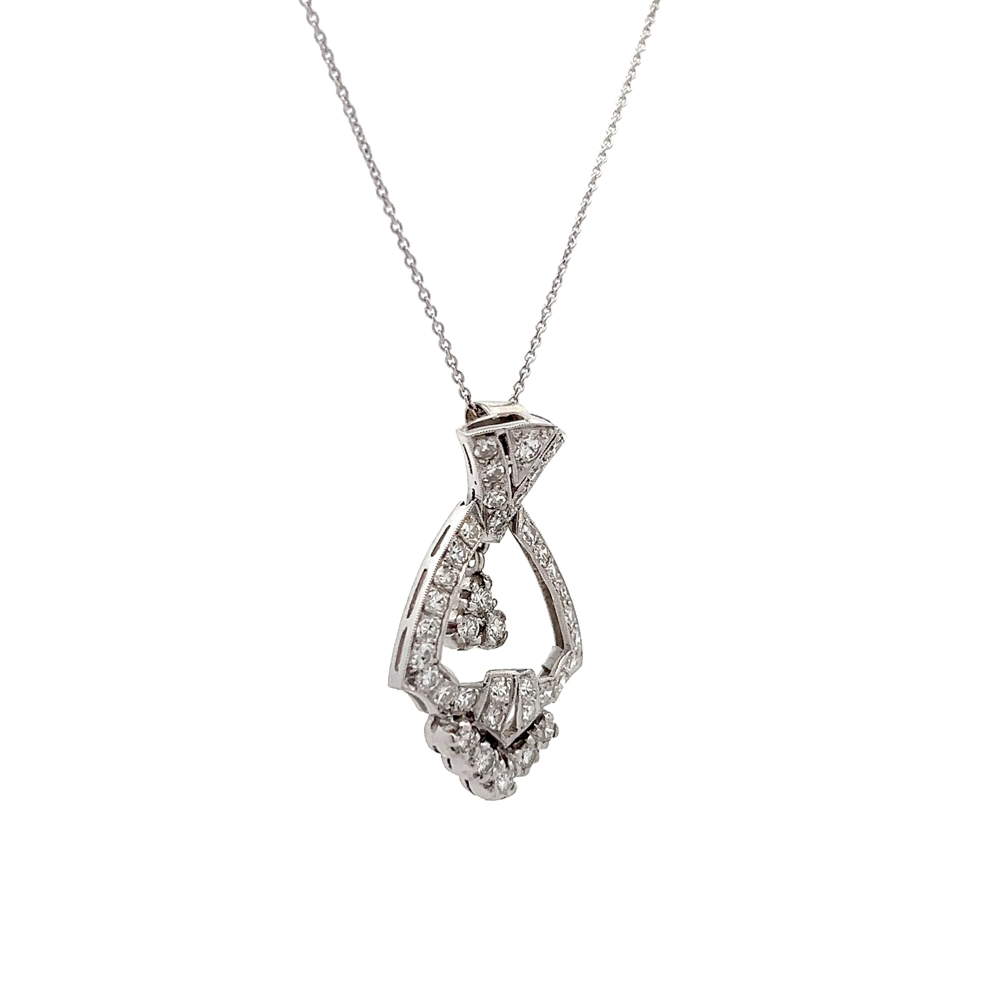 .64 Art Deco Diamond Pendant Necklace in Platinum - Image 3