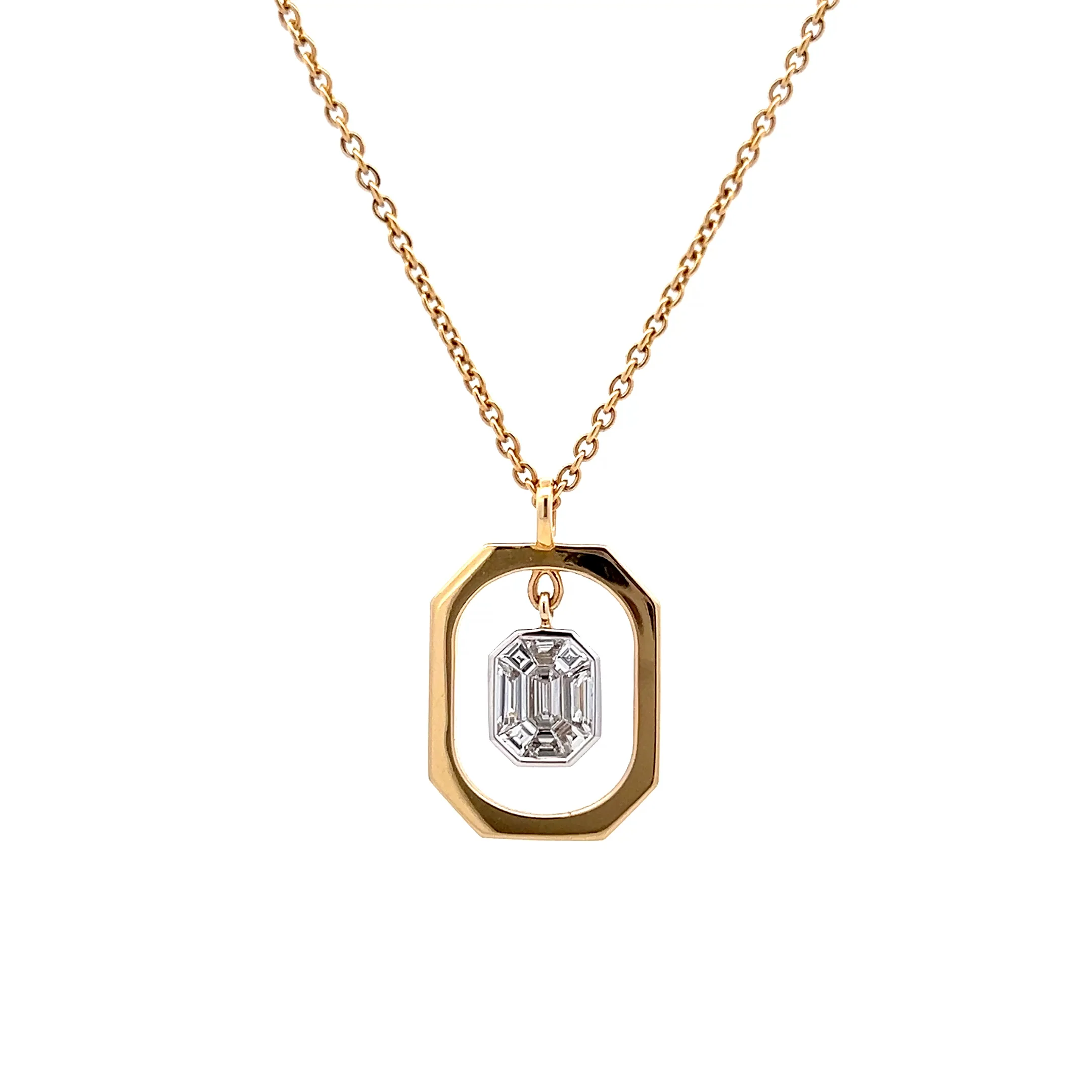 .65 Geometric Diamond Pendant Necklace in 18k