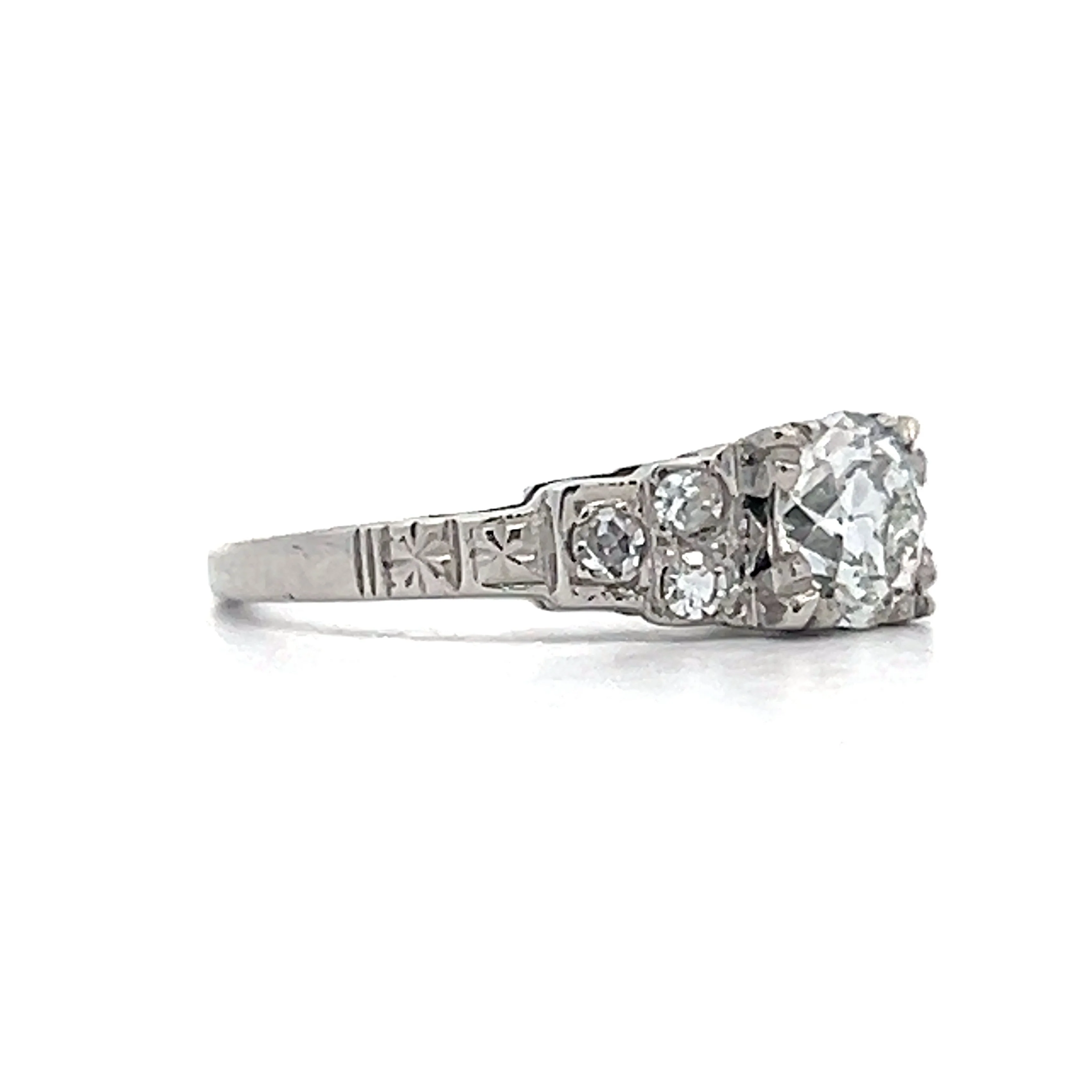.65 Vintage Art Deco Engagement Ring in 18k White Gold - Image 3