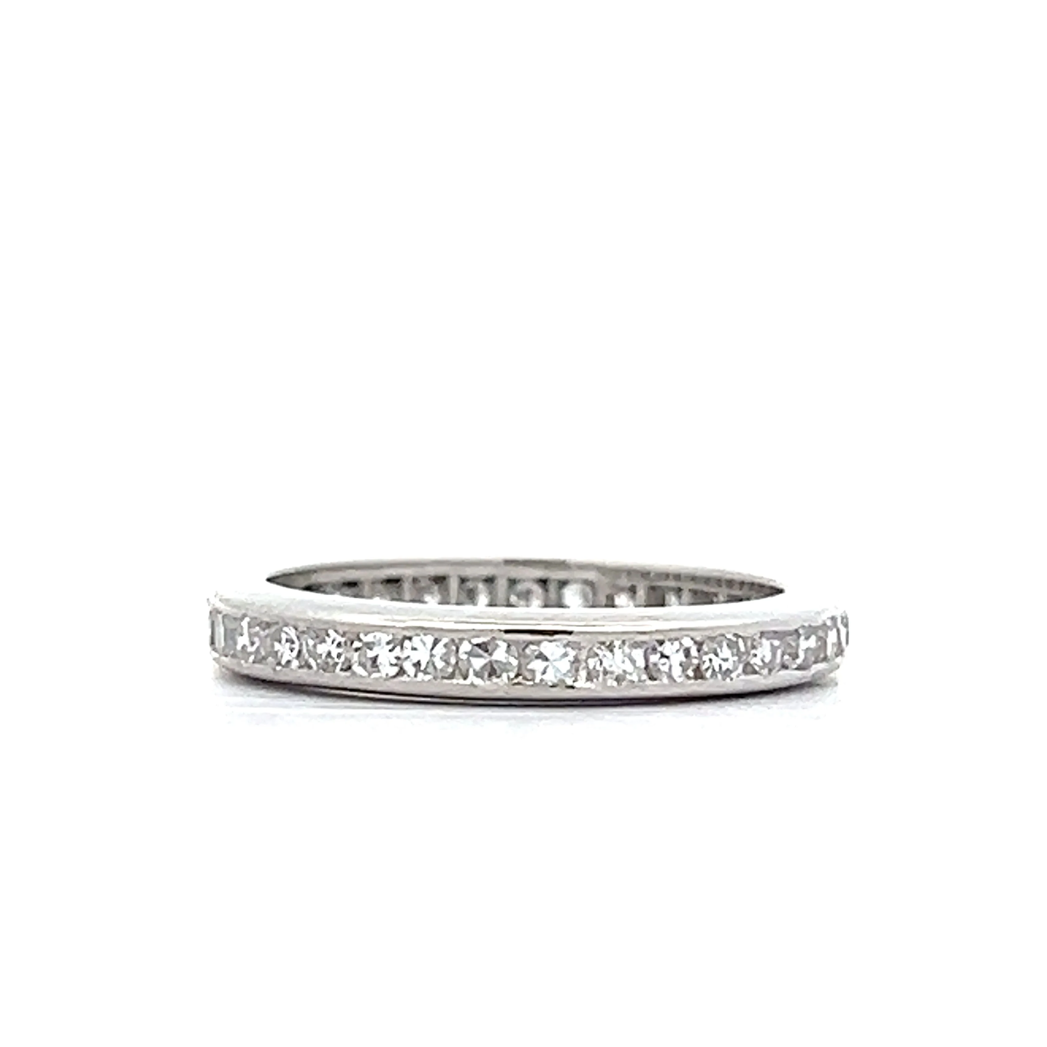 .66 Vintage Single Cut Diamond Eternity Band in Platinum - Image 2