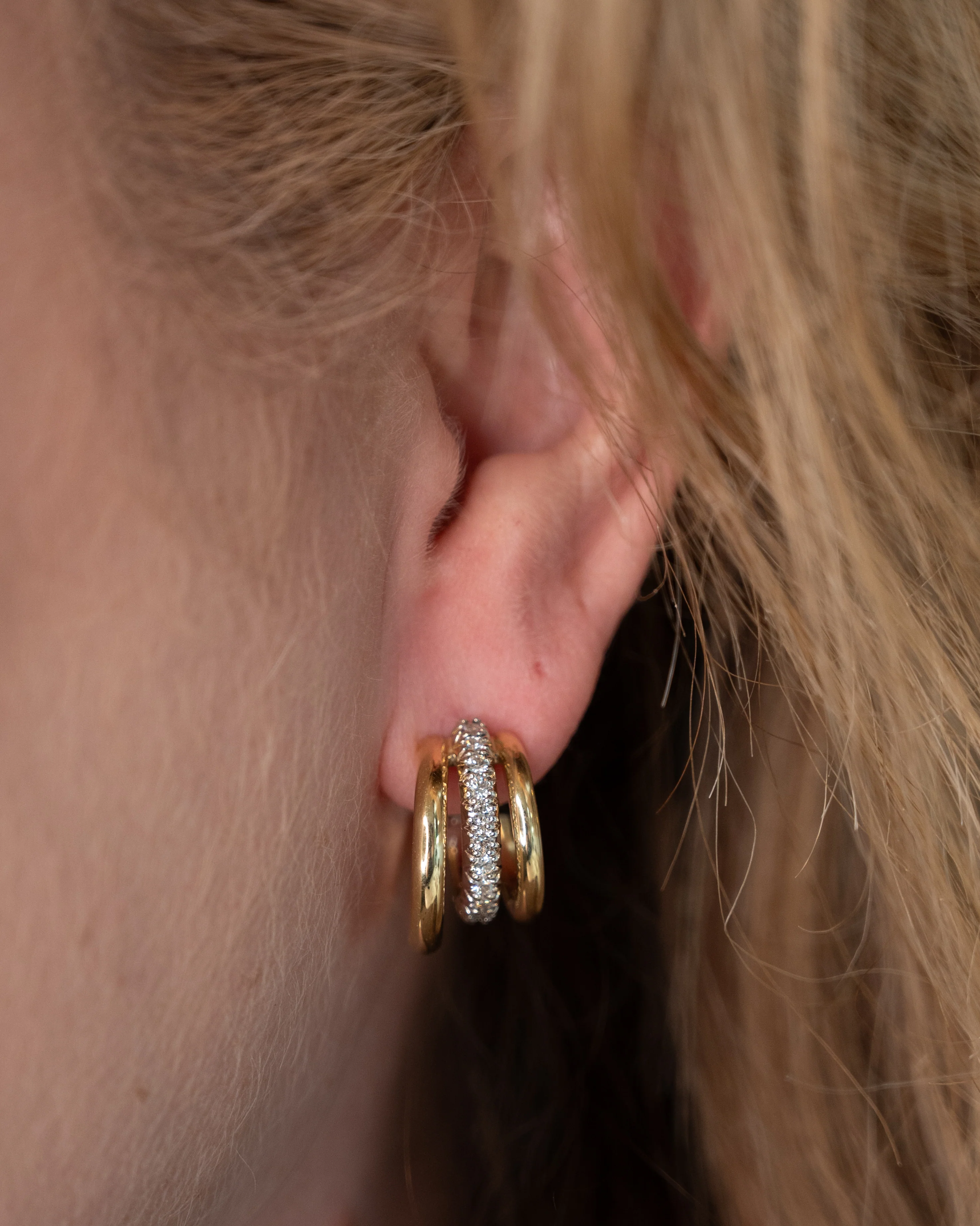 .68 Diamond Layered Hoop Earrings Two-Tone 18k - Image 5