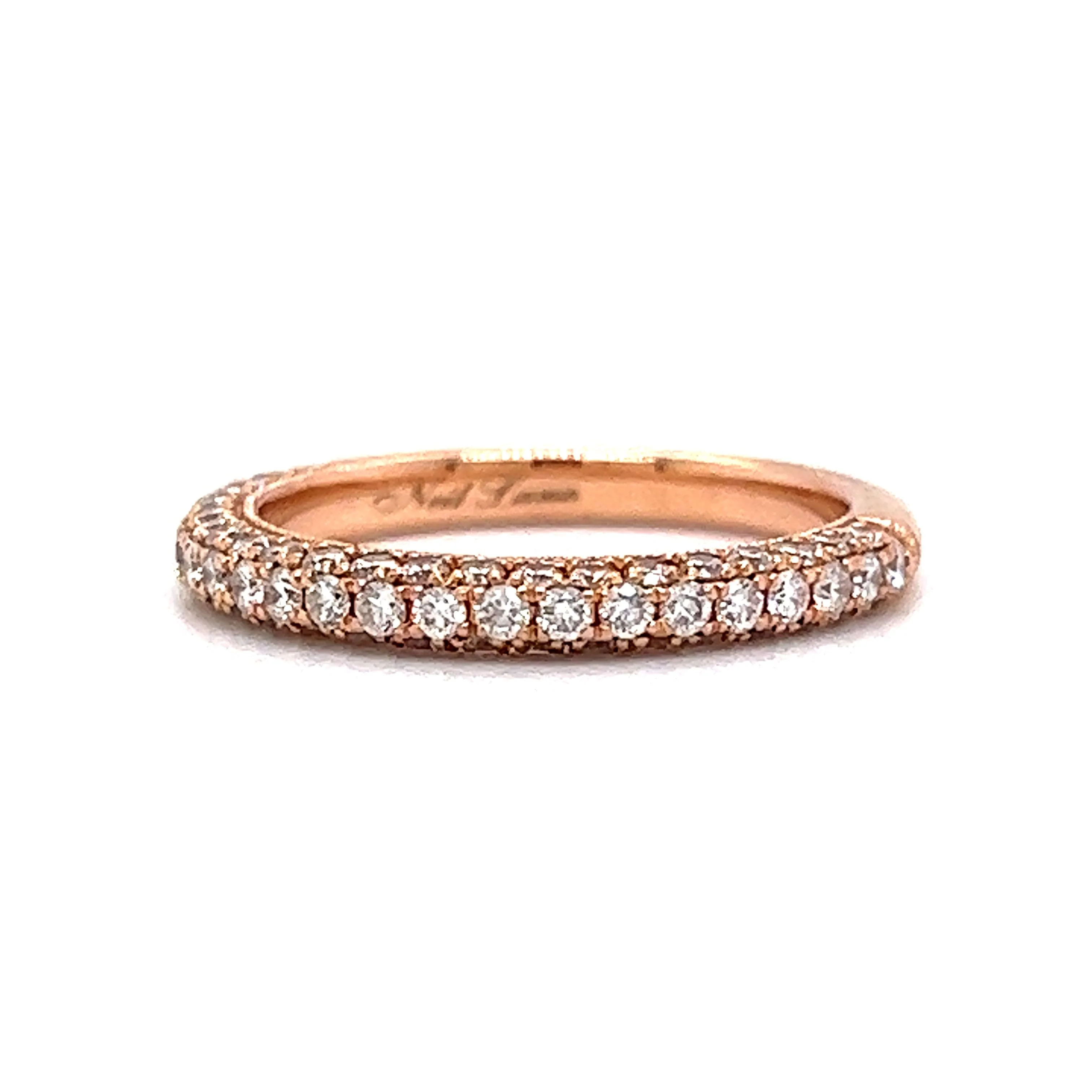 .69 Pave Diamond Half-Eternity Wedding Band in 14k Rose Gold - Image 2