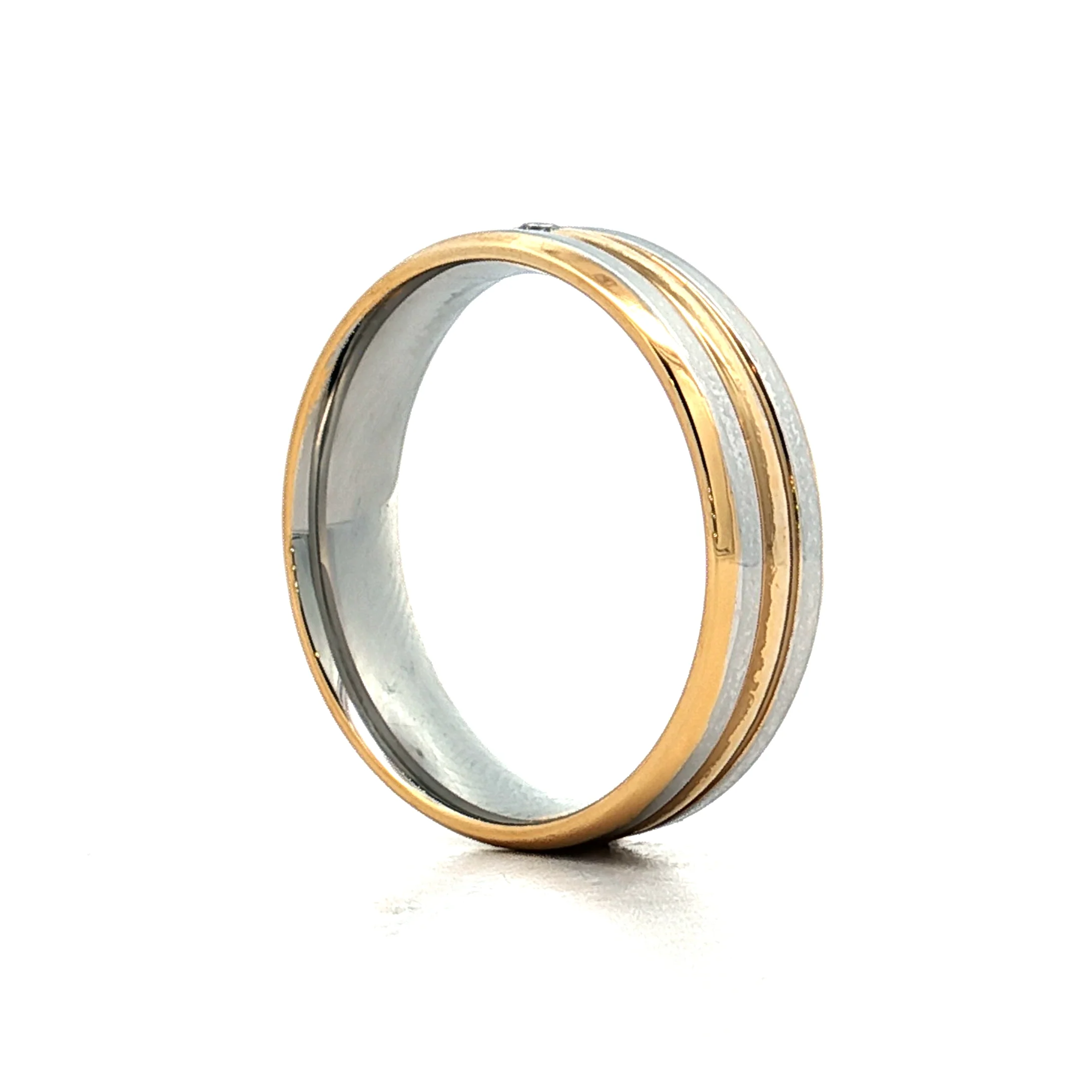 6mm Mens Diamond Two-Tone Wedding Band in 18k - Image 8