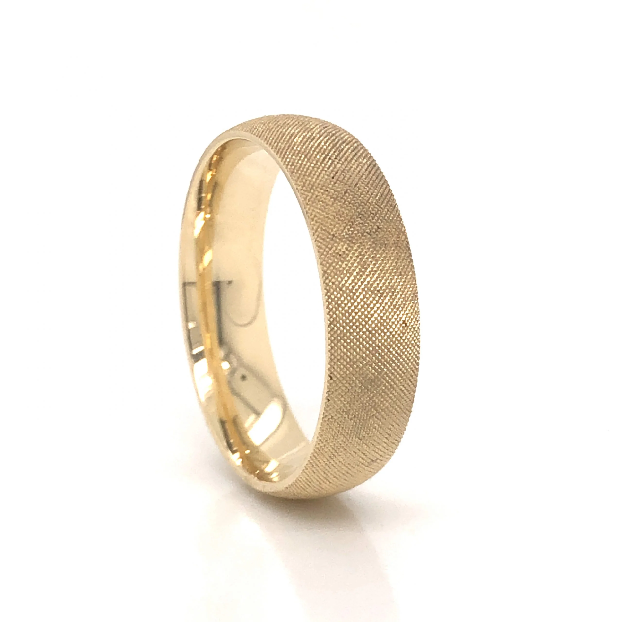 6mm Men's Florentine Finish Wedding Band in 14k Yellow Gold - Image 3