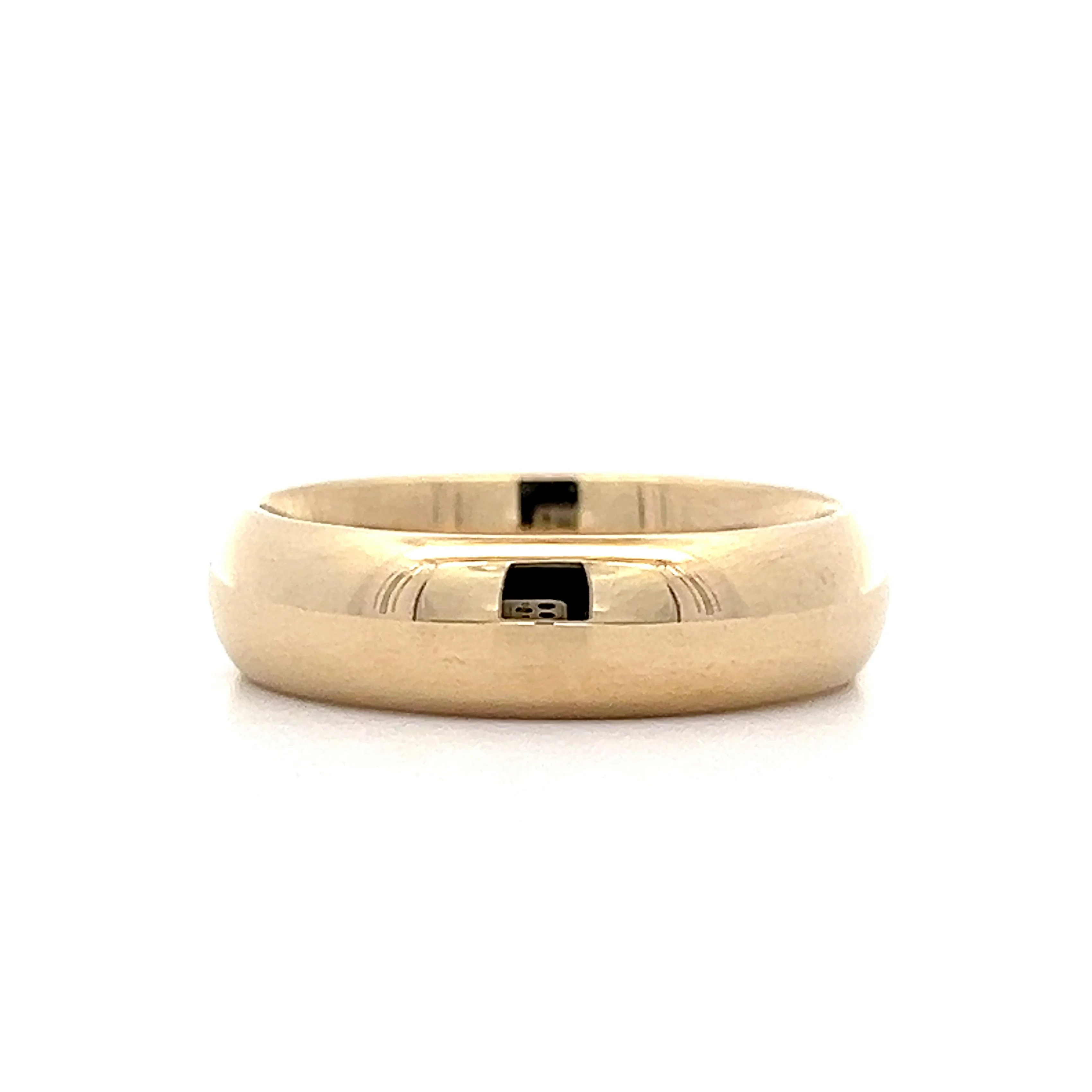 6mm Mens Half Round Wedding Band in 14k Yellow Gold