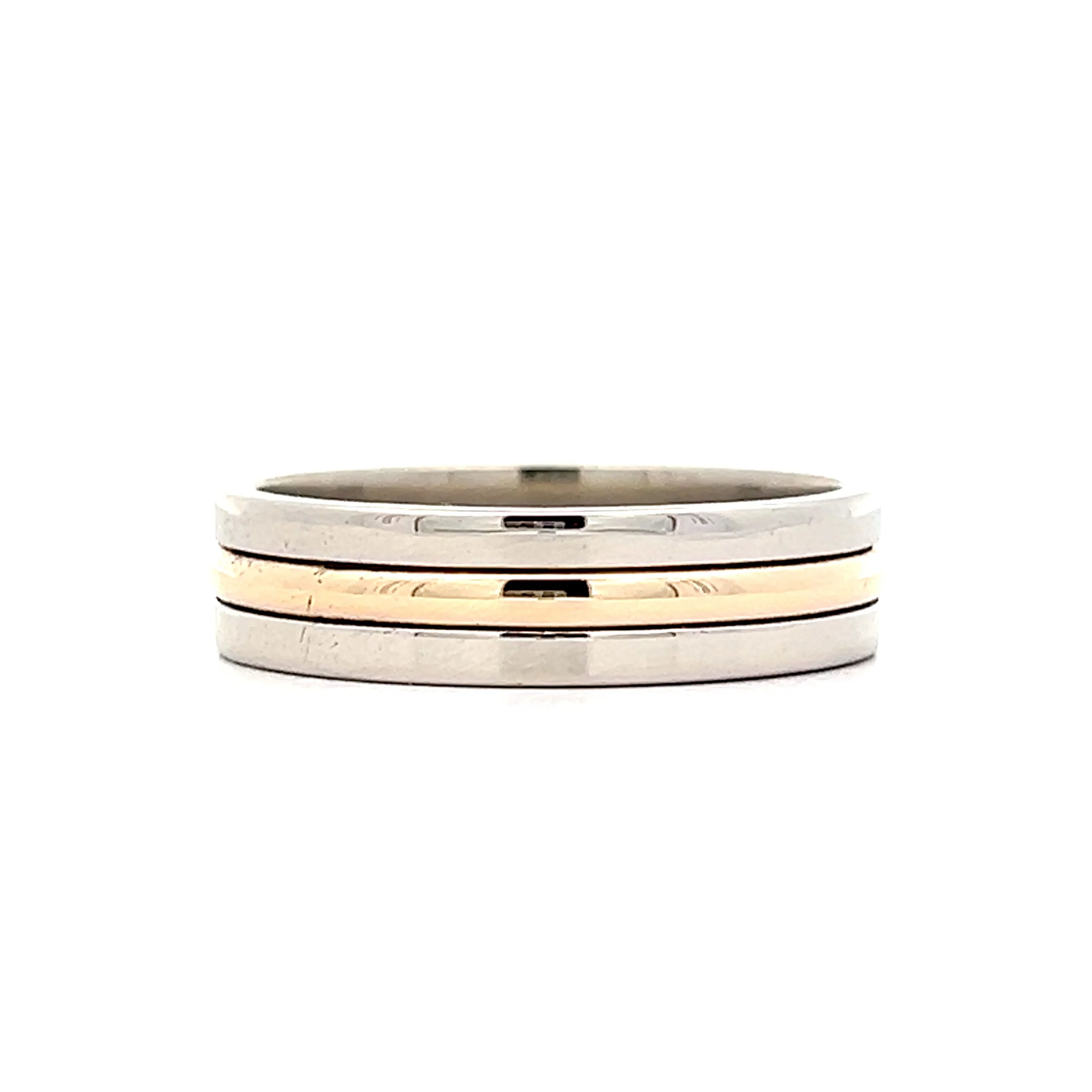 6mm Mens Triple Stack Wedding Band in 14k
