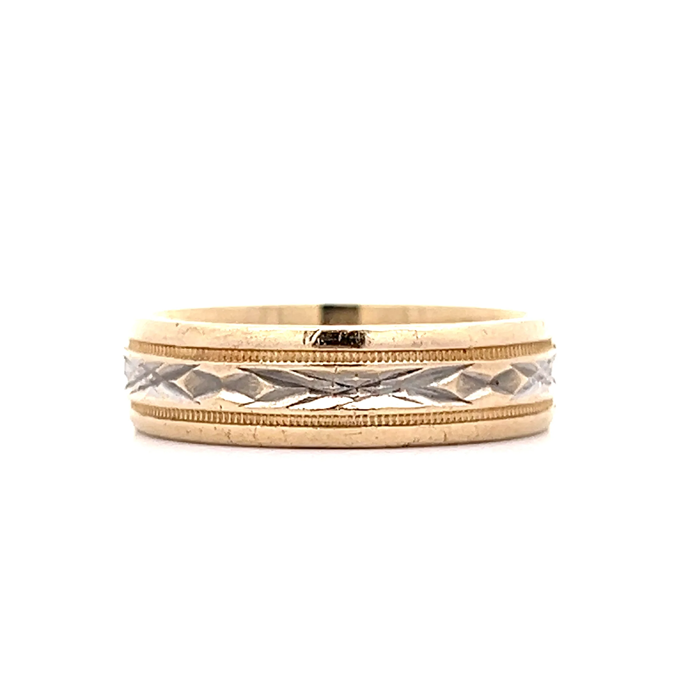 6mm Mens Vintage 1960s Two-Tone Wedding Band - Image 2