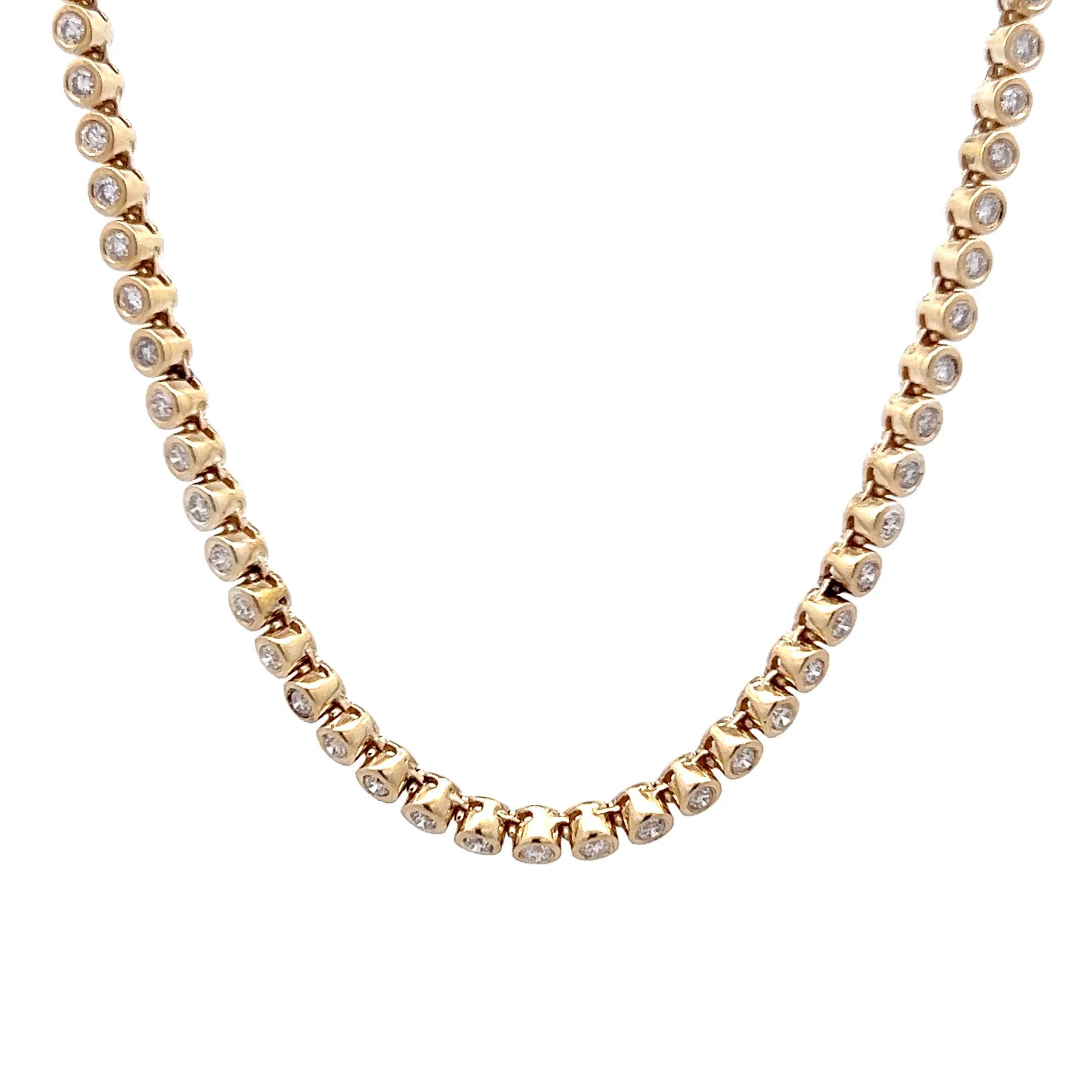 7.00ct Diamond Tennis Necklace 14k Yellow Gold