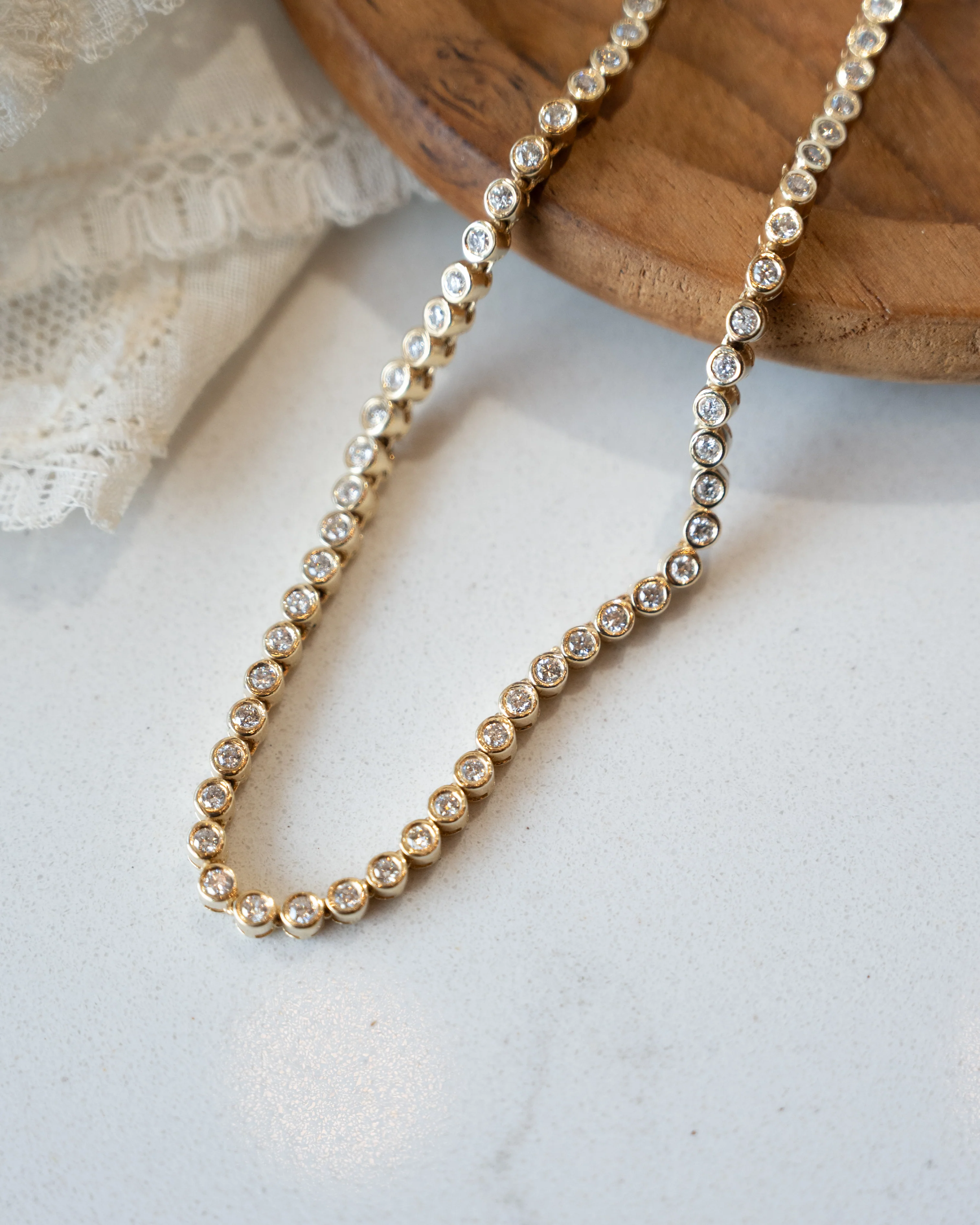 7.00ct Diamond Tennis Necklace 14k Yellow Gold - Image 5