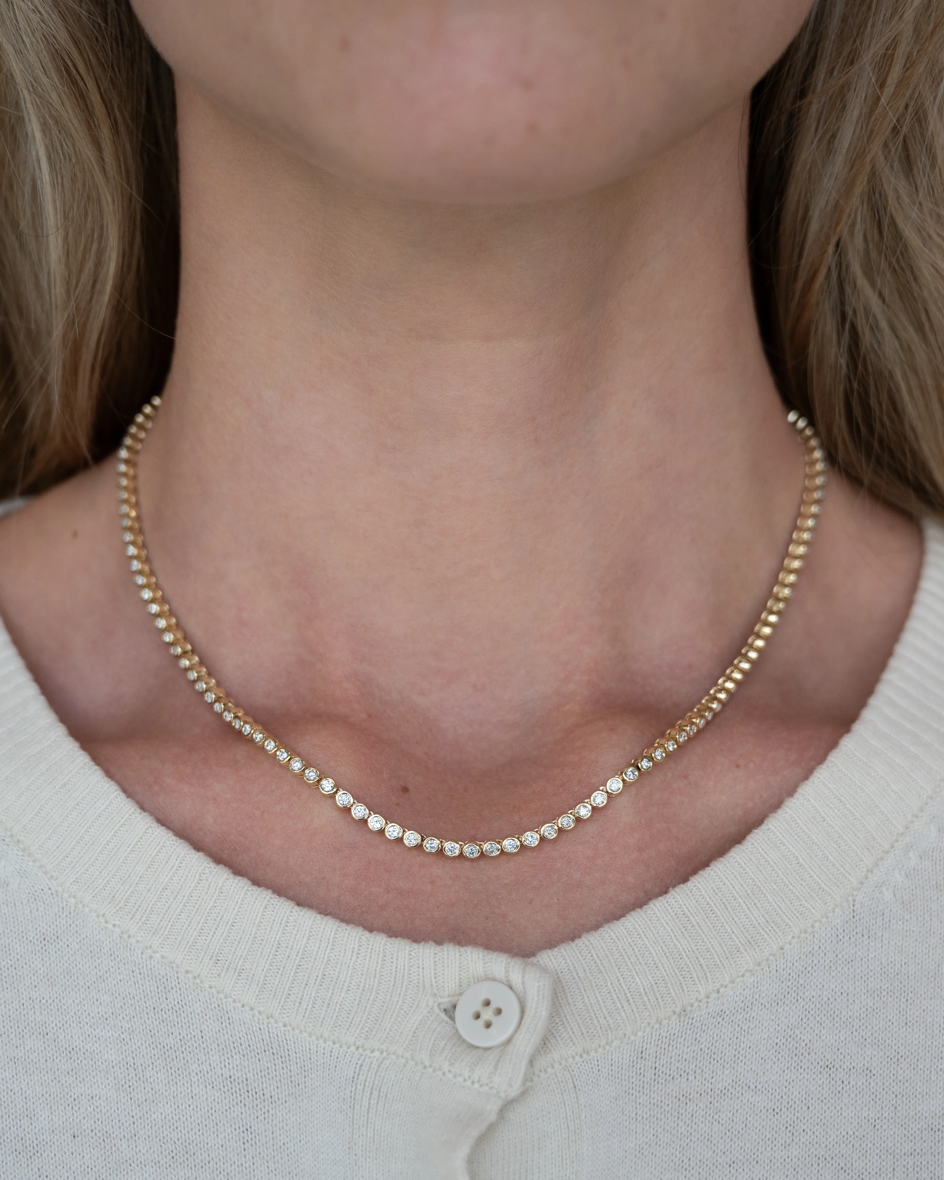7.00ct Diamond Tennis Necklace 14k Yellow Gold - Image 6