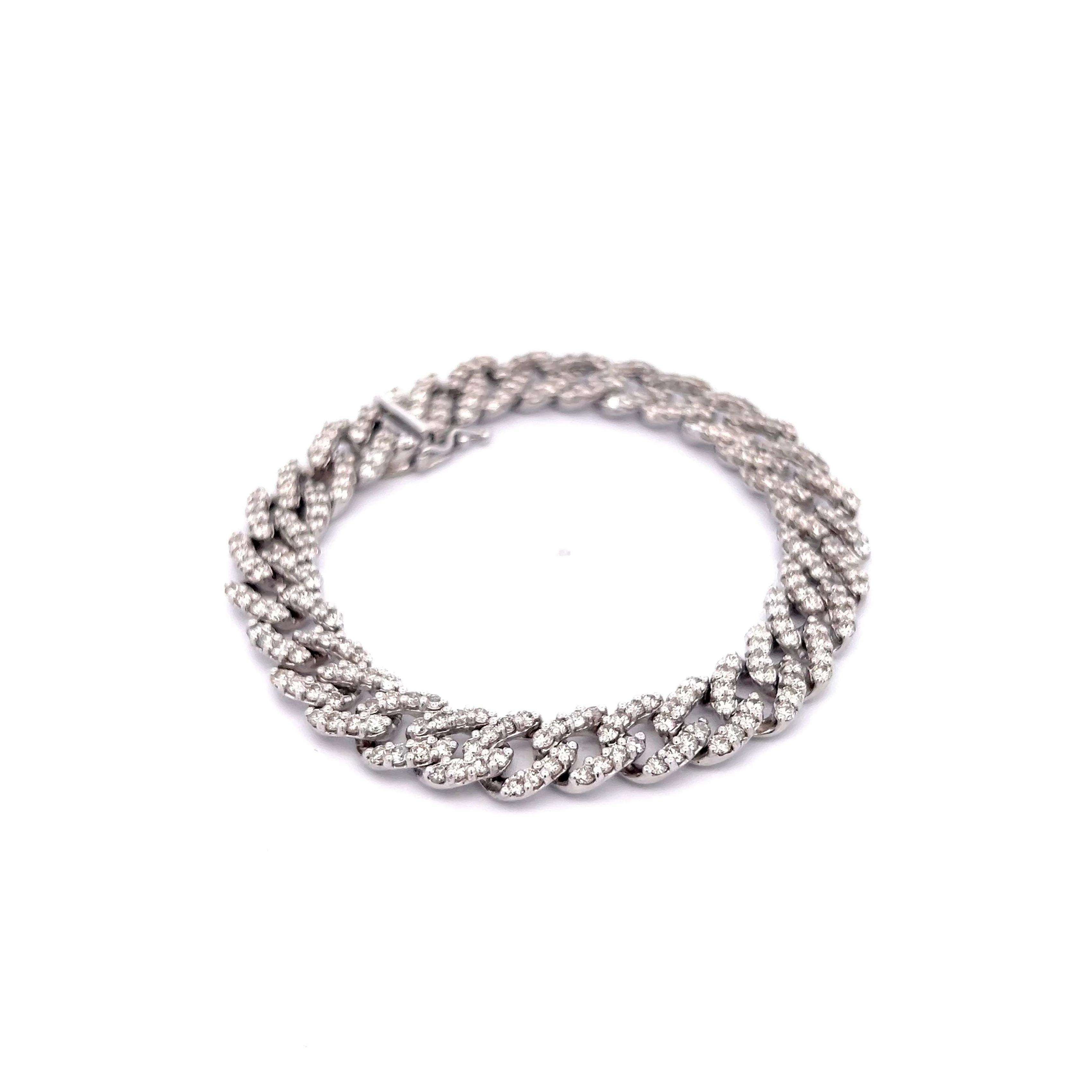7.25 Cuban Link Diamond Bracelet in 14k White Gold - Image 3
