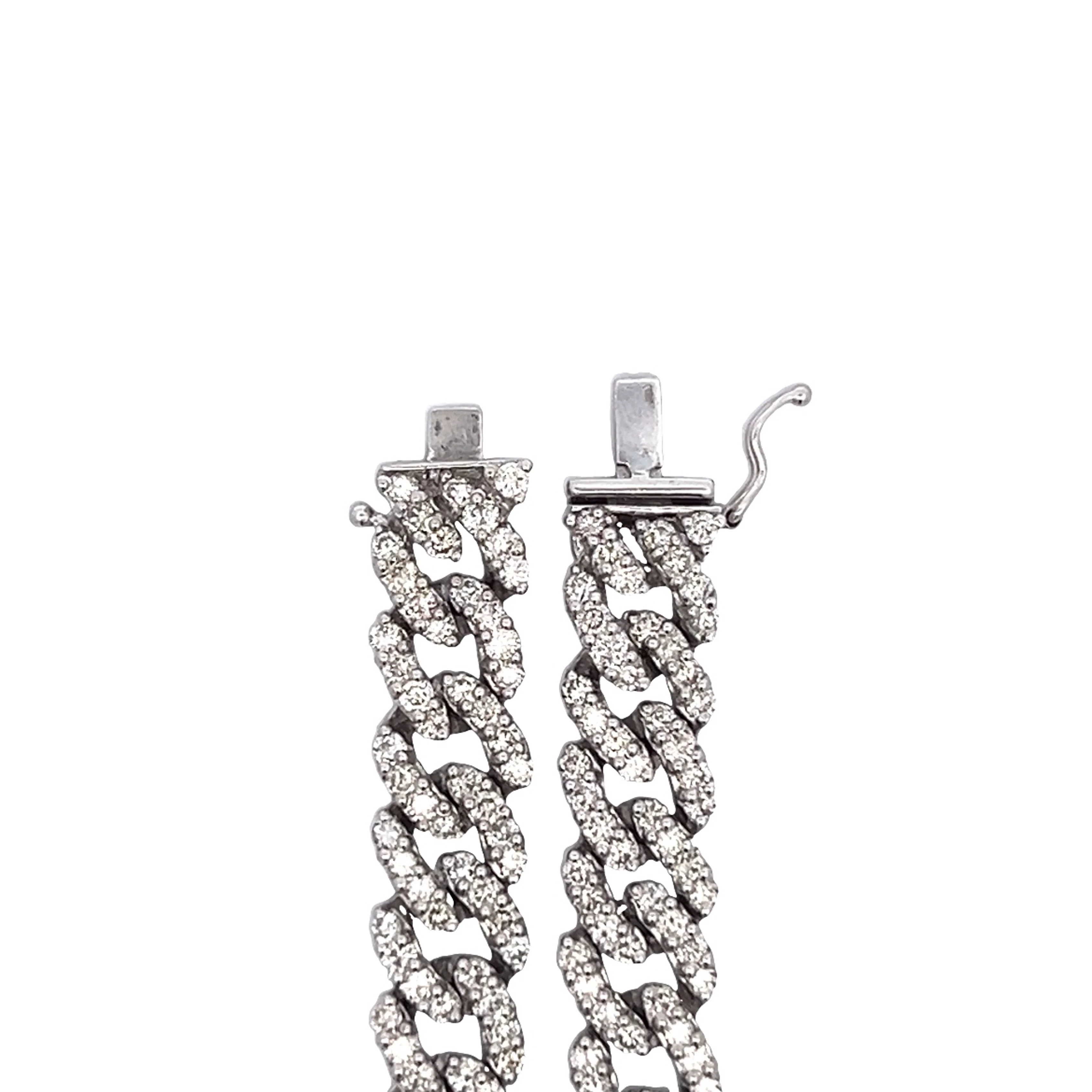 7.25 Cuban Link Diamond Bracelet in 14k White Gold - Image 4