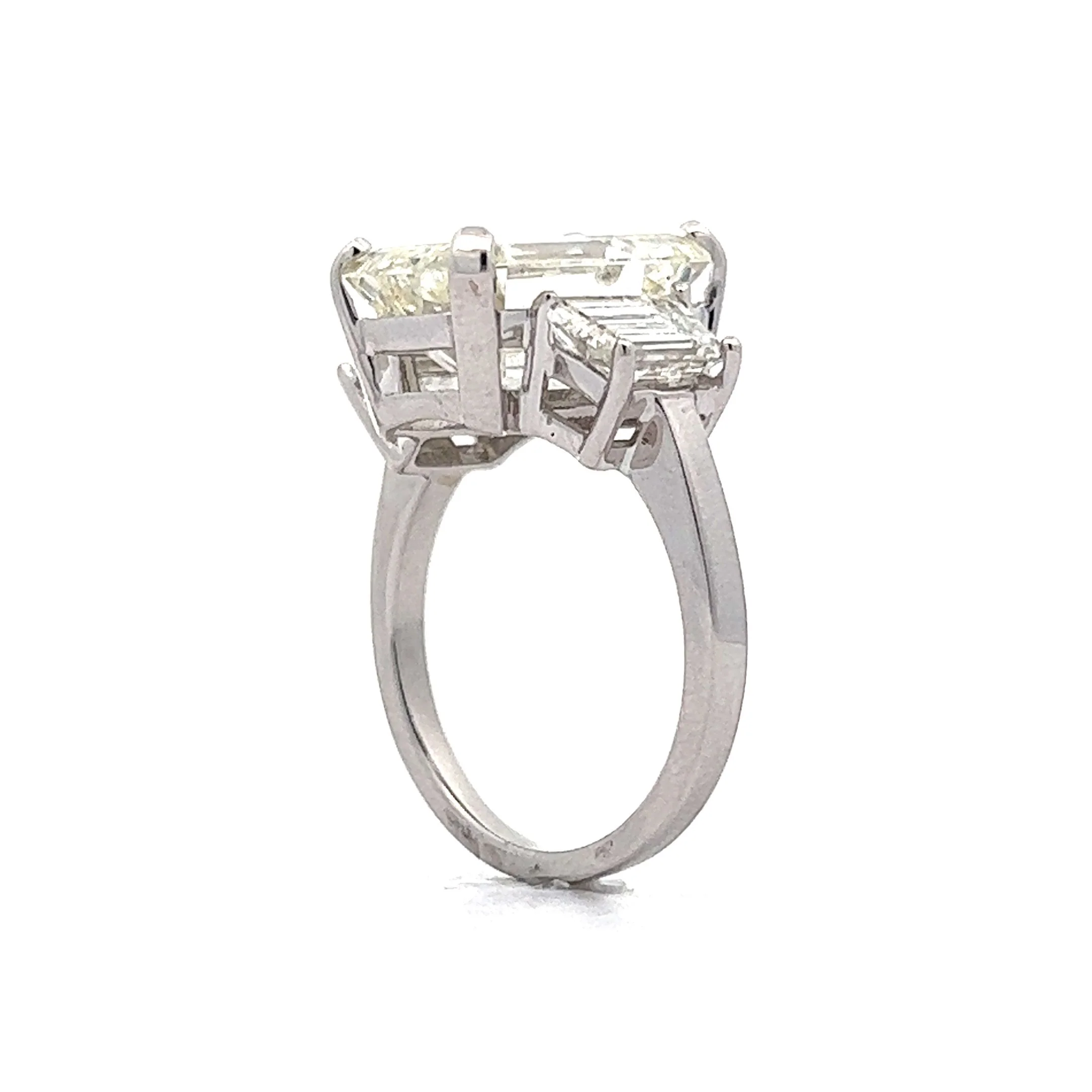 7.40 Emerald Cut Three Stone Engagement Ring in 14k White Gold - Image 5