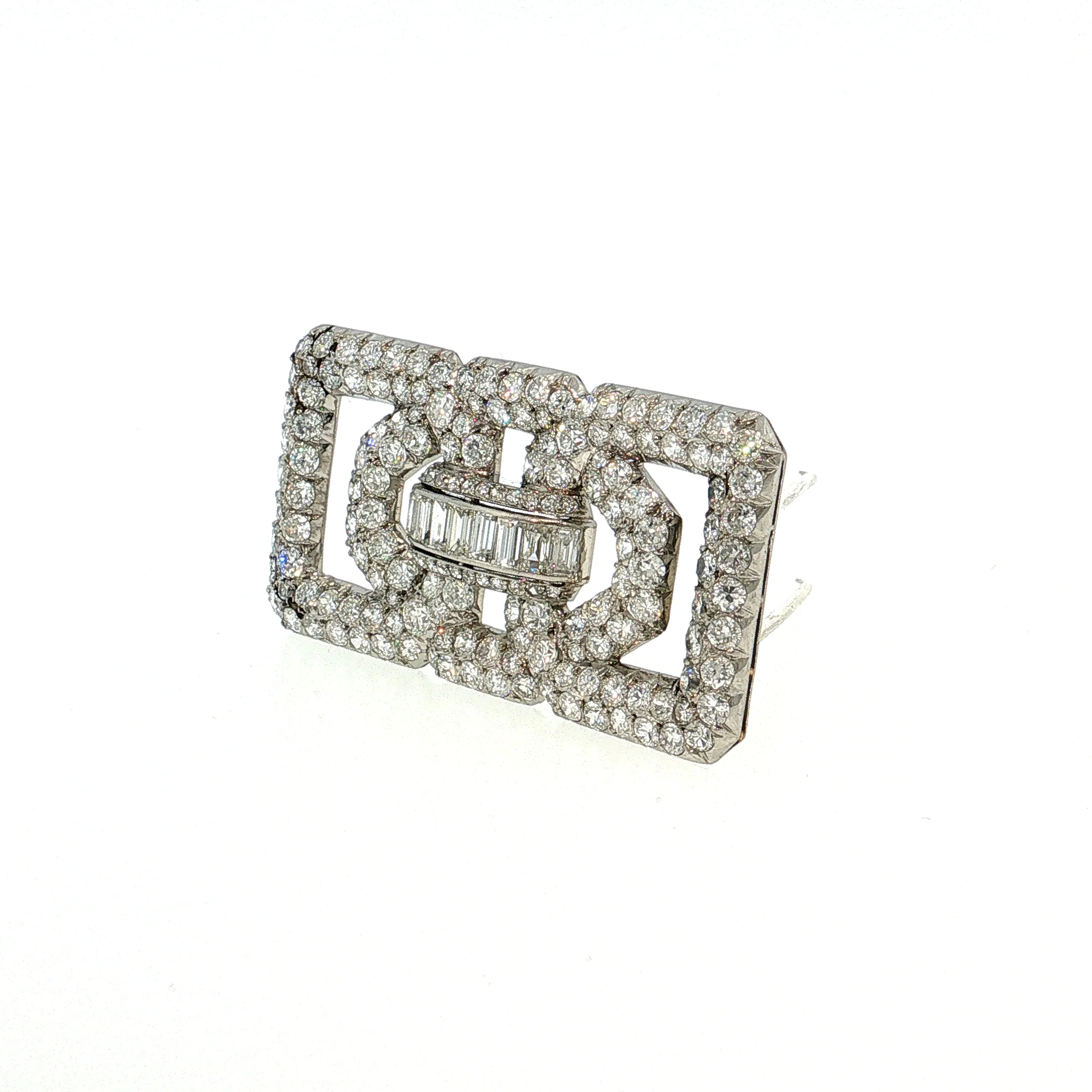 7.52 Vintage Art Deco Diamond Brooch Platinum - Image 2