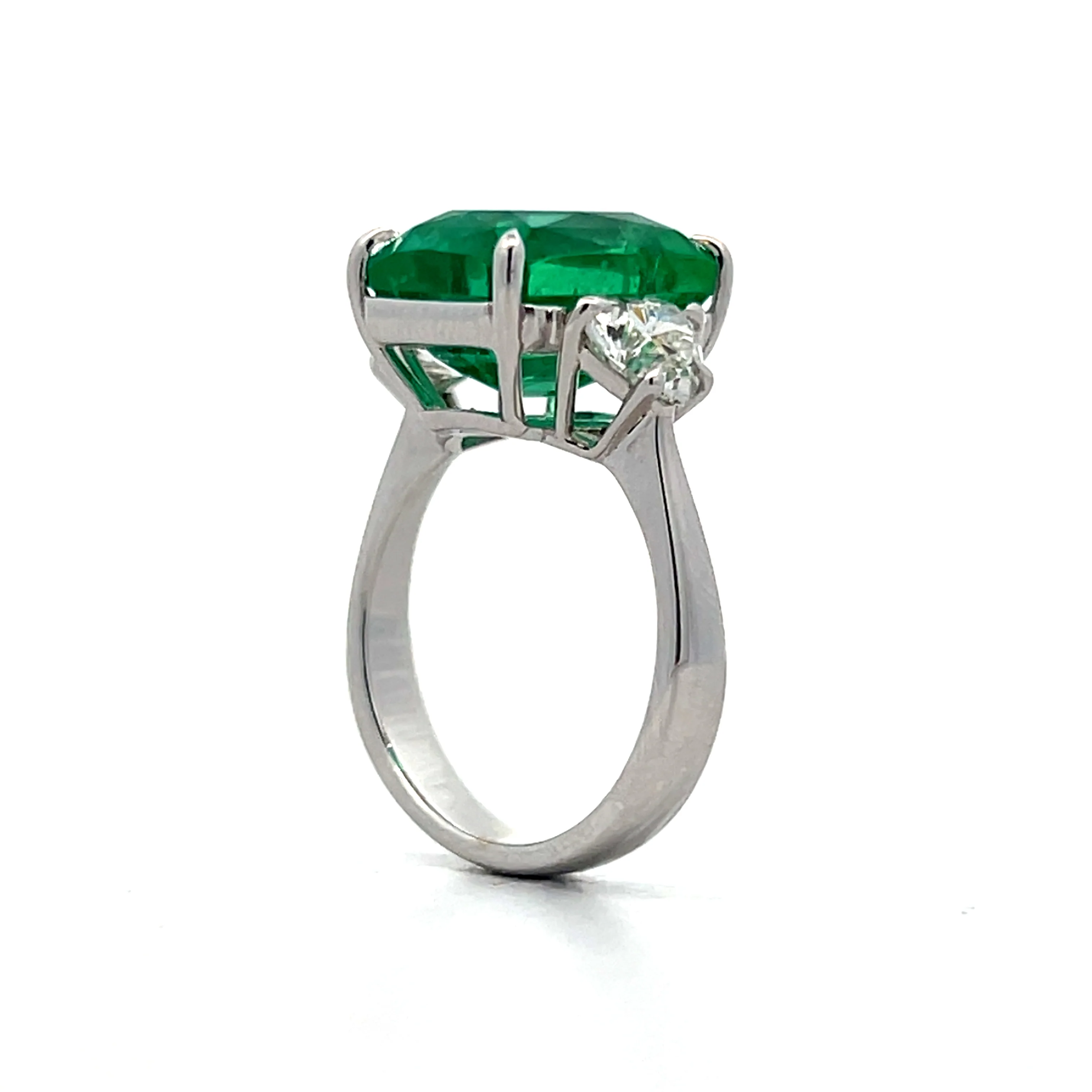 7.64 Emerald Cut Emerald & Diamond Ring in 18k White Gold - Image 5