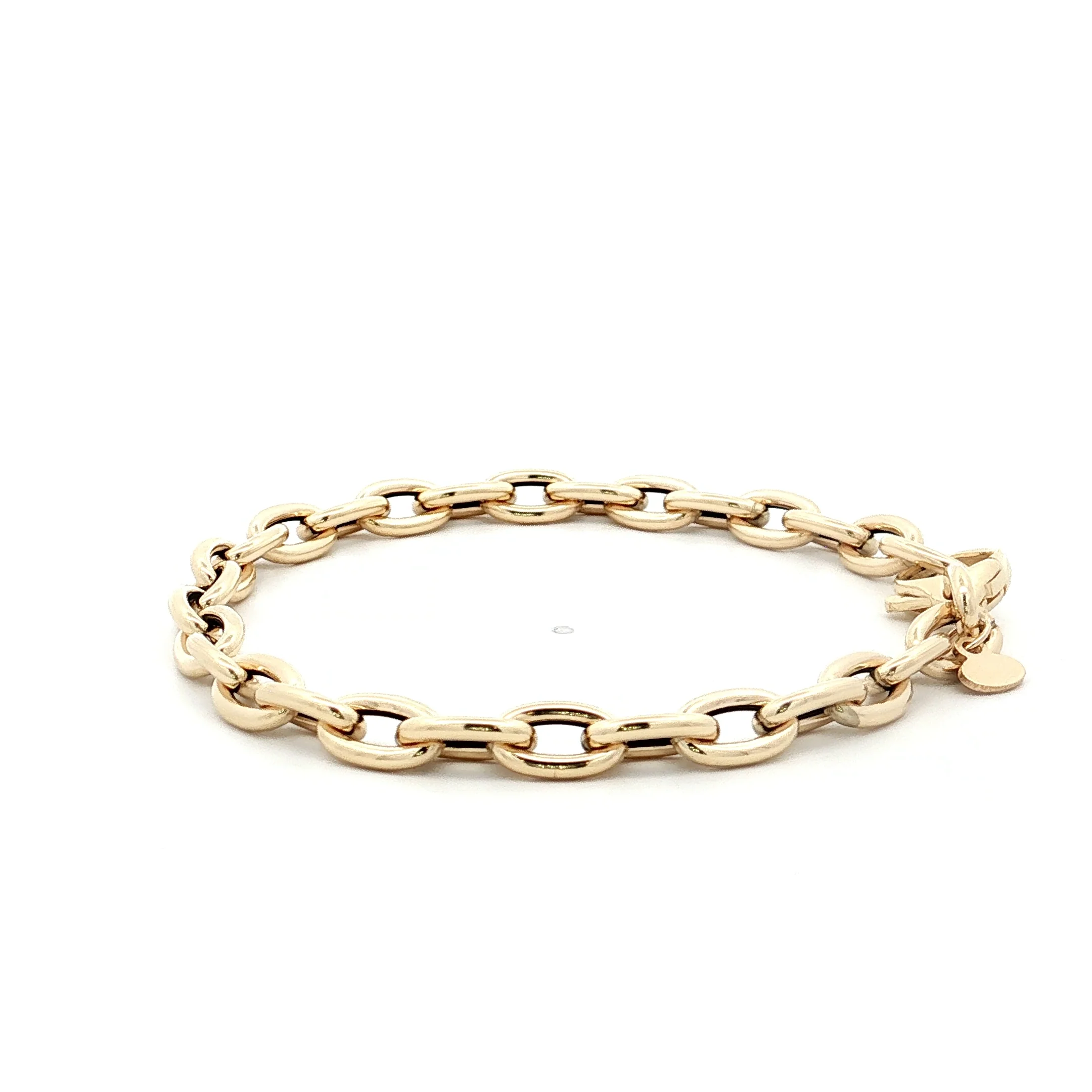 7" Elongated Oval Link Bracelet 14k Yellow Gold - Image 2