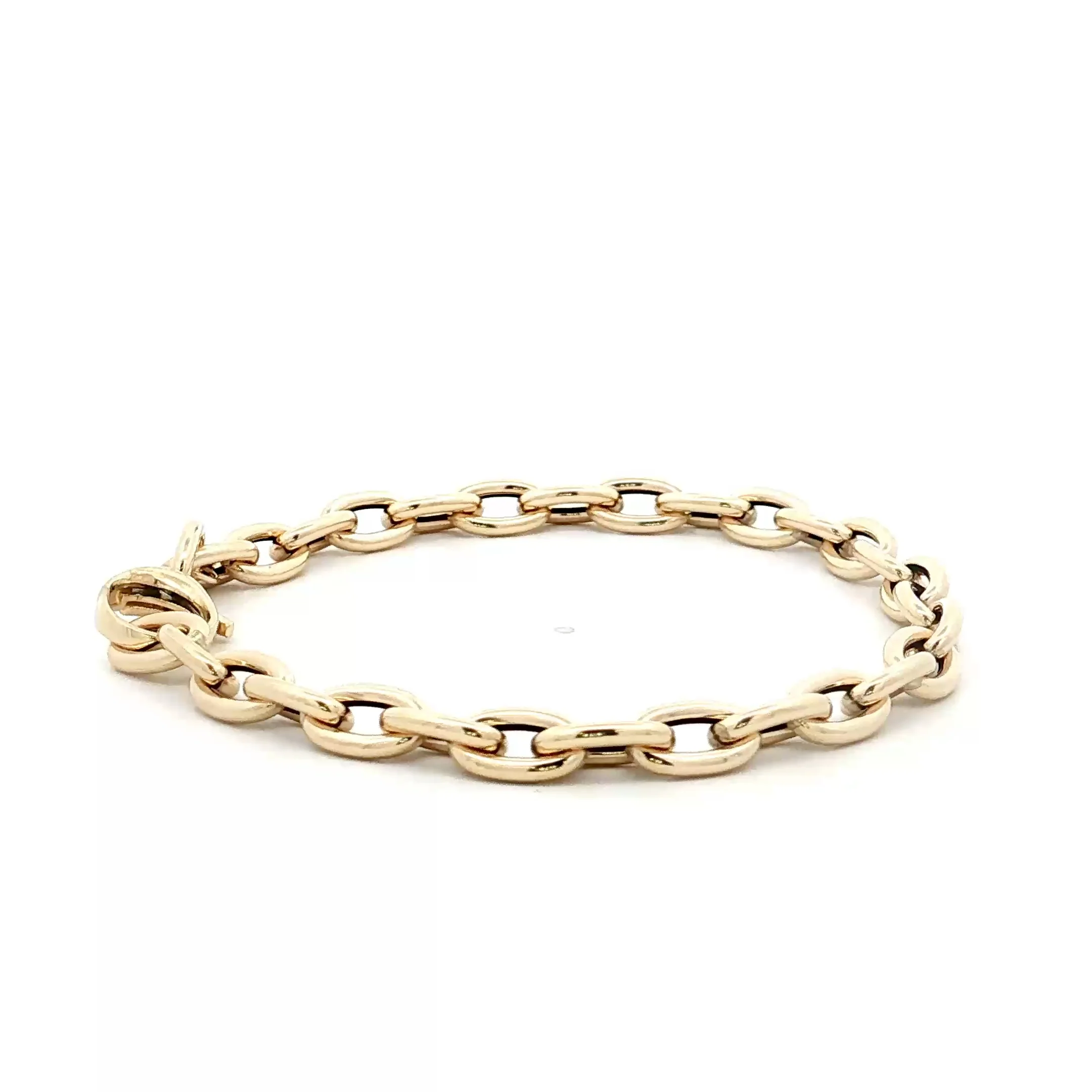 7" Elongated Oval Link Bracelet 14k Yellow Gold - Image 3