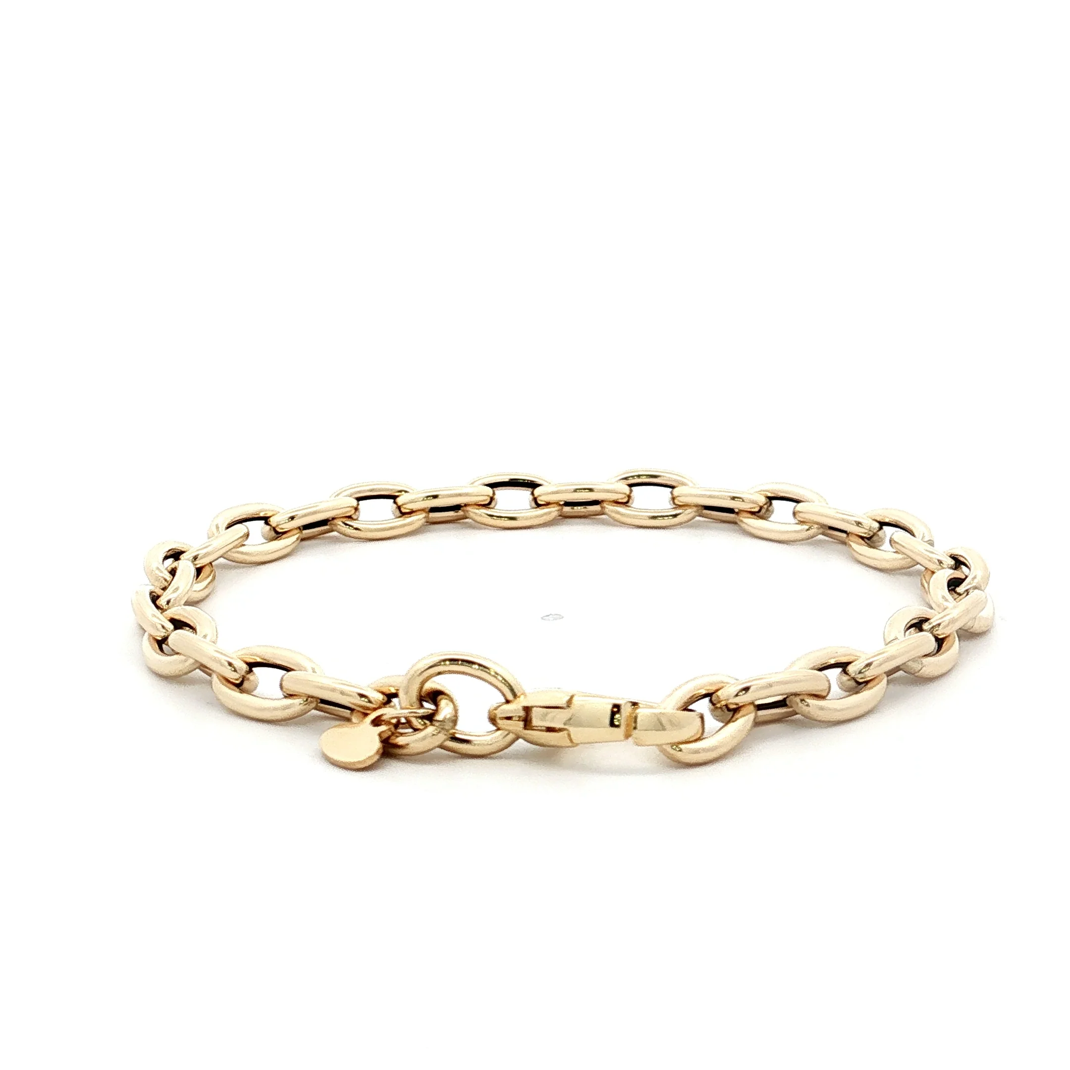 7" Elongated Oval Link Bracelet 14k Yellow Gold - Image 4