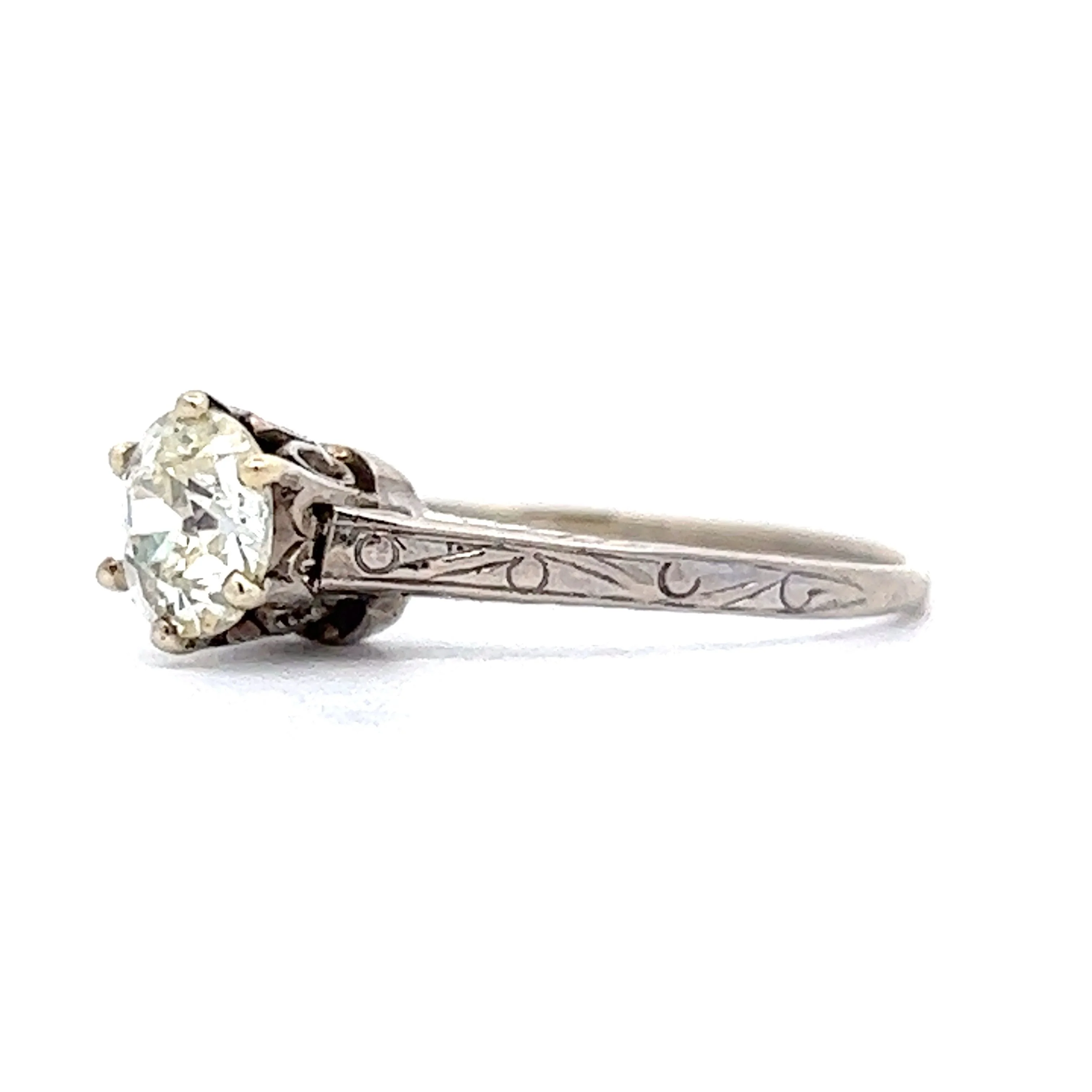 .70 Art Deco Solitaire Diamond Engagement Ring in 14k White Gold - Image 2