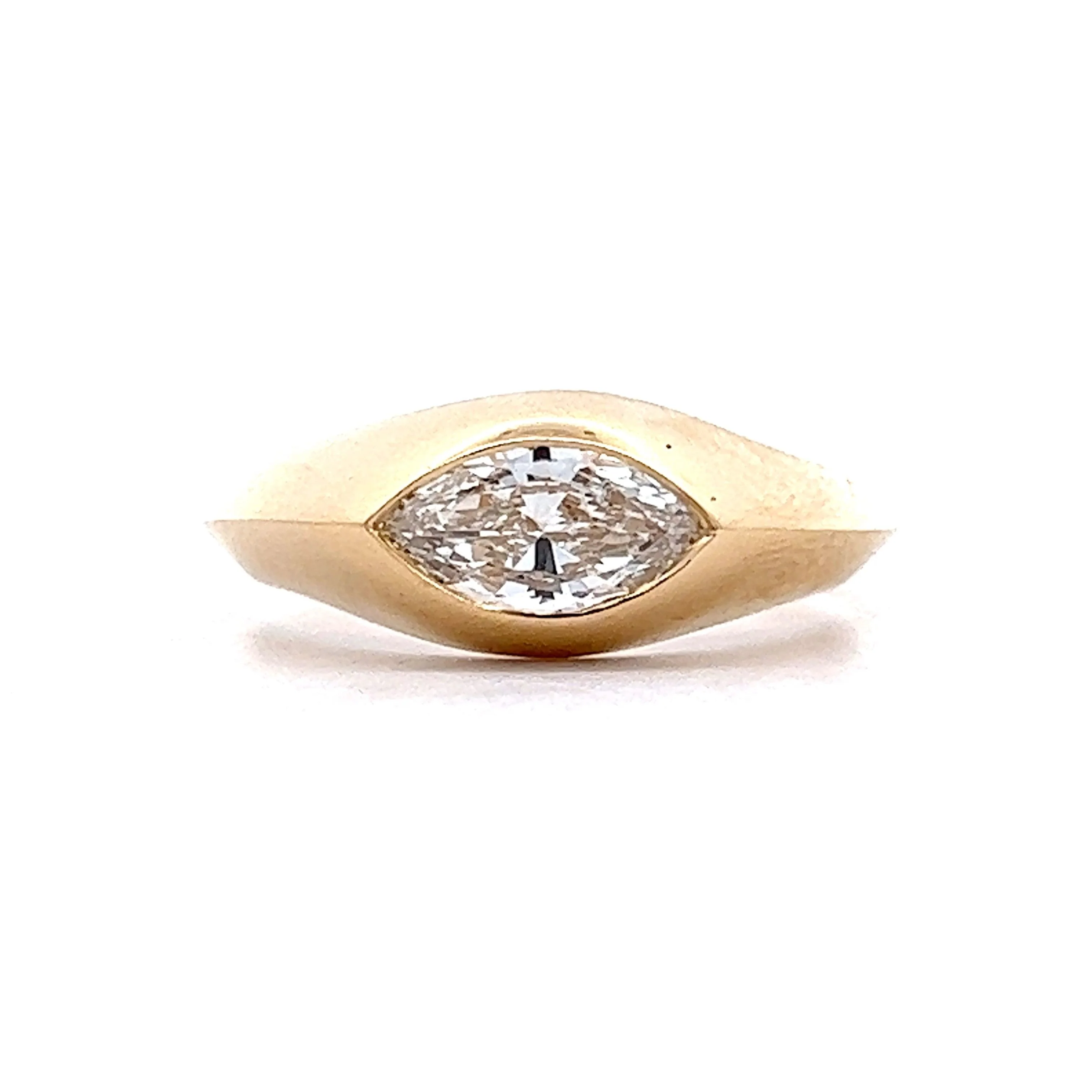 Flush Set Marquise Diamond Engagement Ring in 14k Yellow Gold