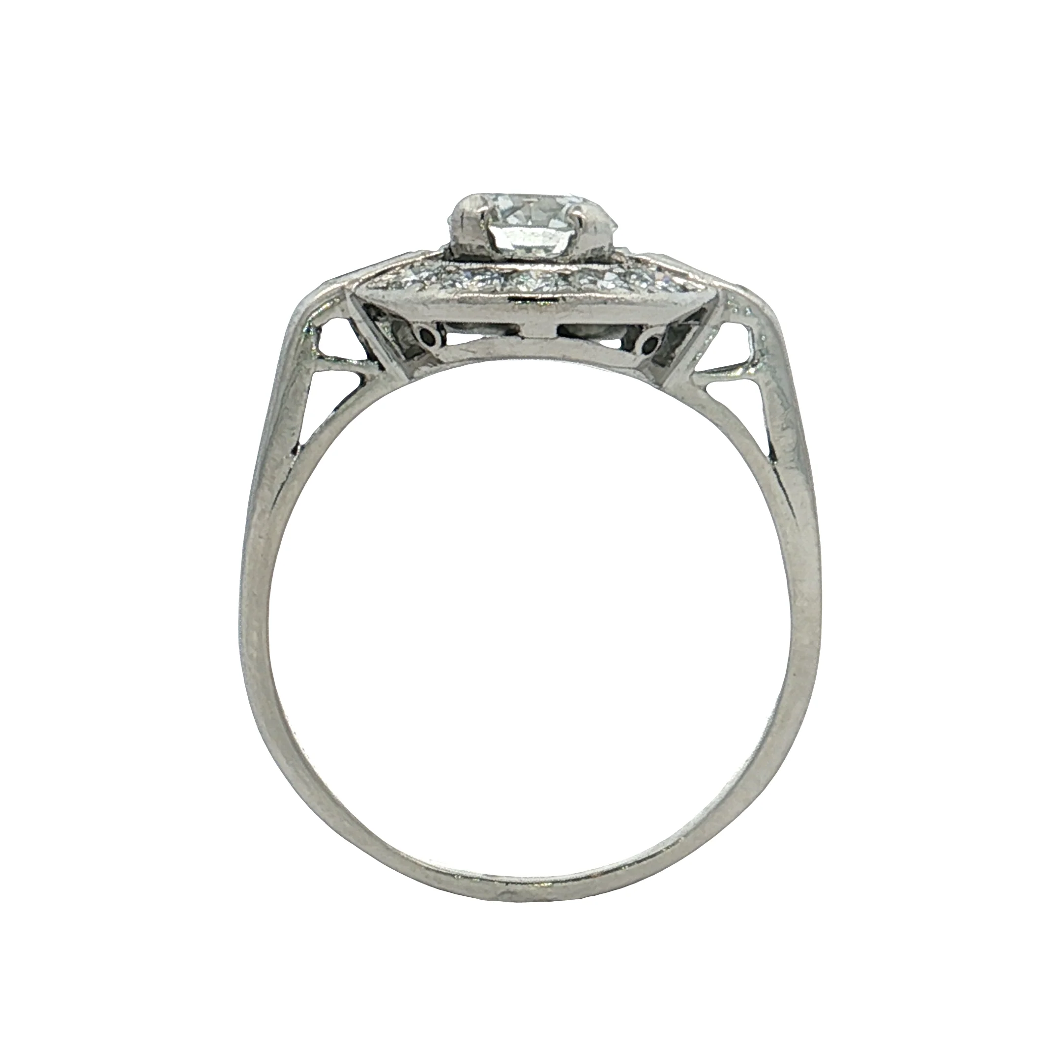 .70 GIA Vintage Diamond Halo Engagement Ring Platinum - Image 4