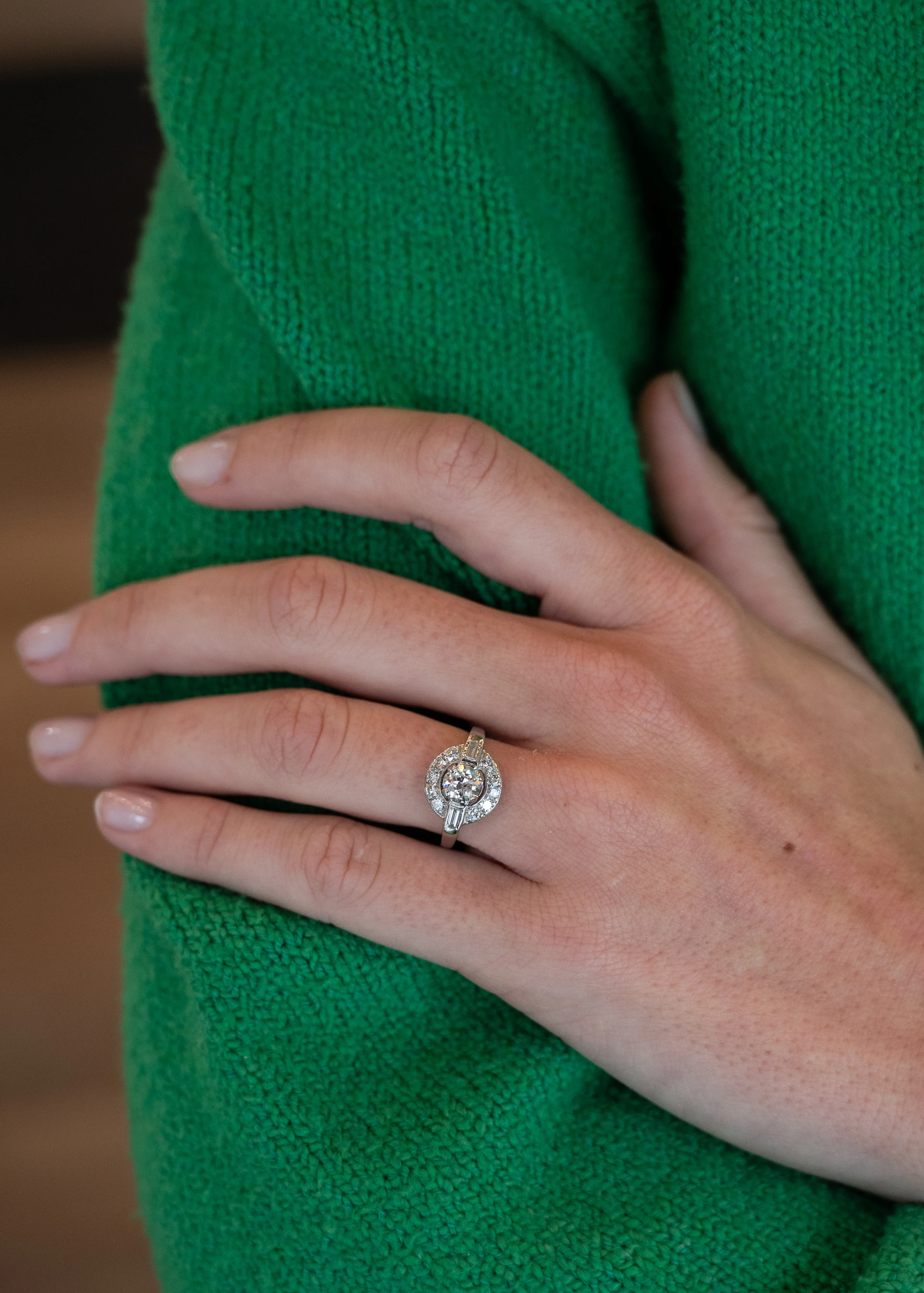 .70 GIA Vintage Diamond Halo Engagement Ring Platinum - Image 7