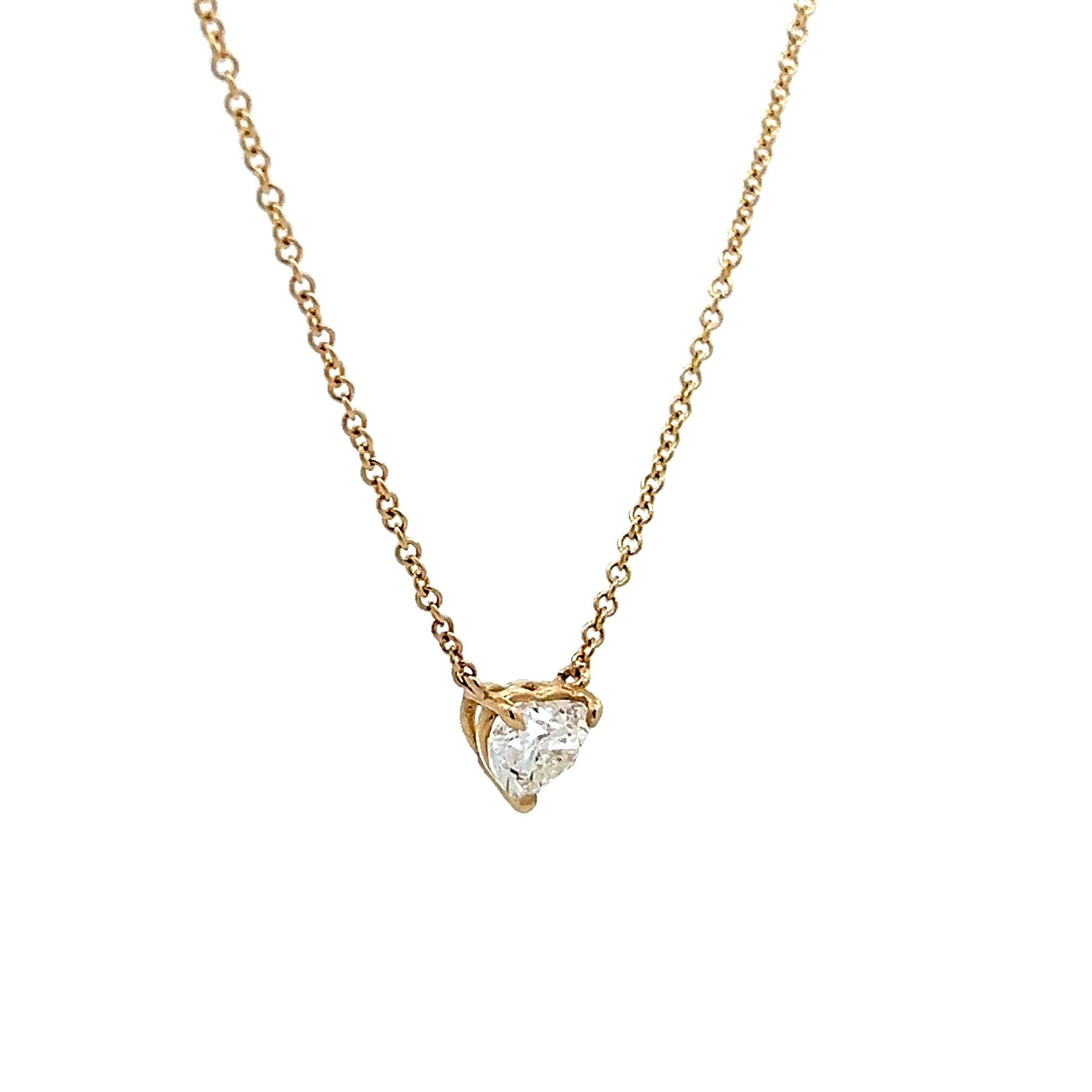 .70 Heart Shaped Diamond Pendant Necklace 14k - Image 3