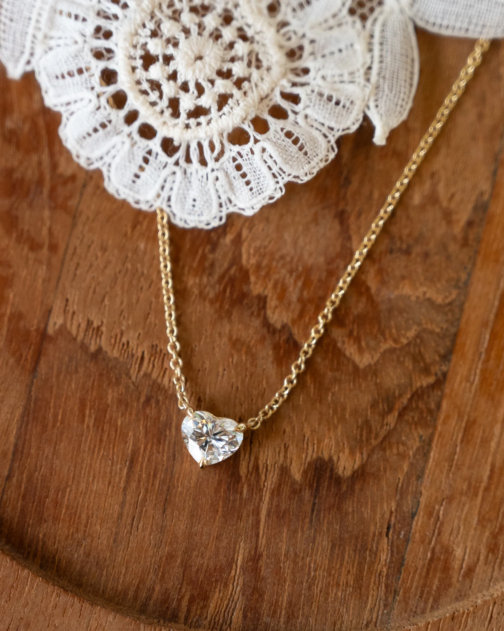 .70 Heart Shaped Diamond Pendant Necklace 14k - Image 5