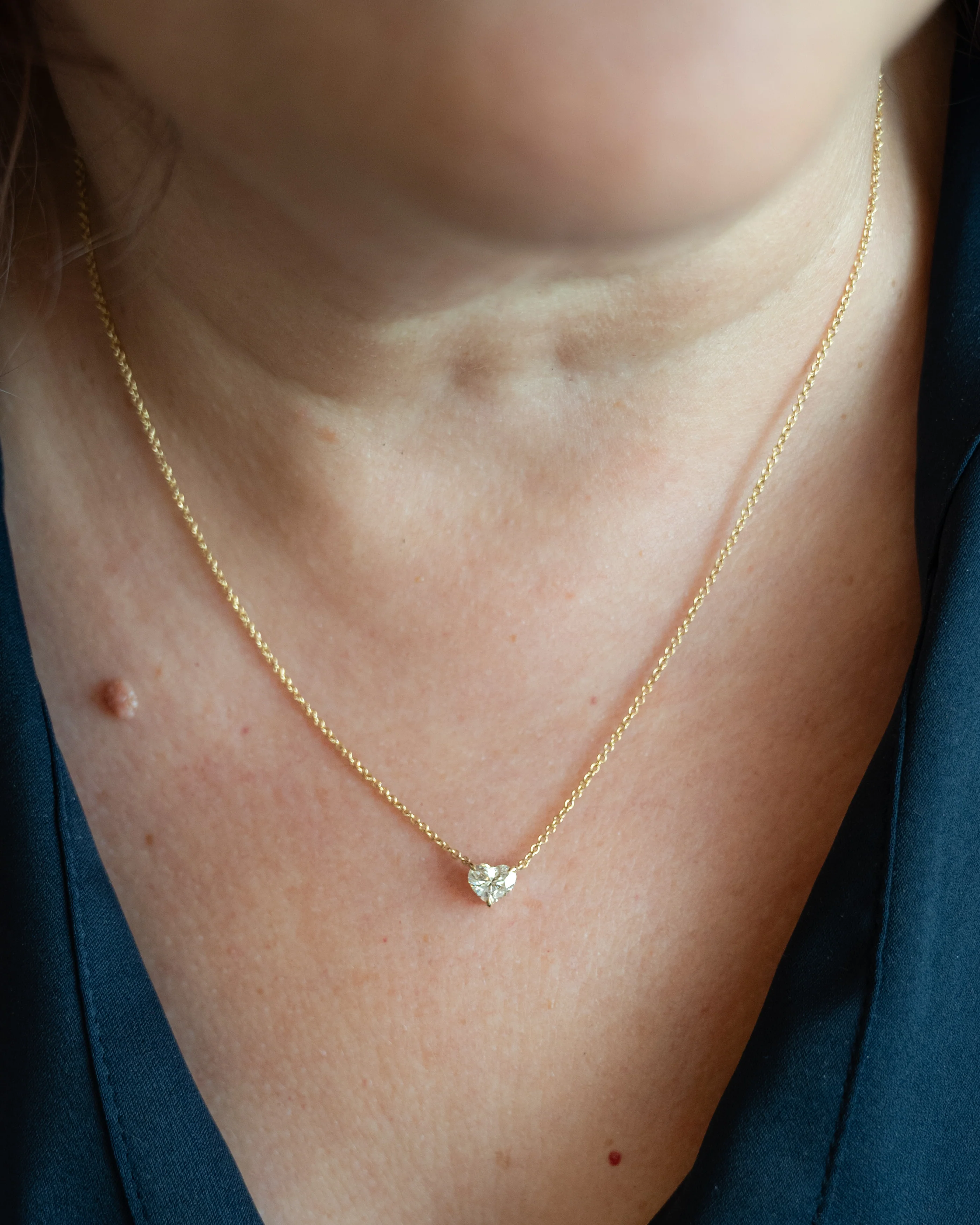 .70 Heart Shaped Diamond Pendant Necklace 14k - Image 6