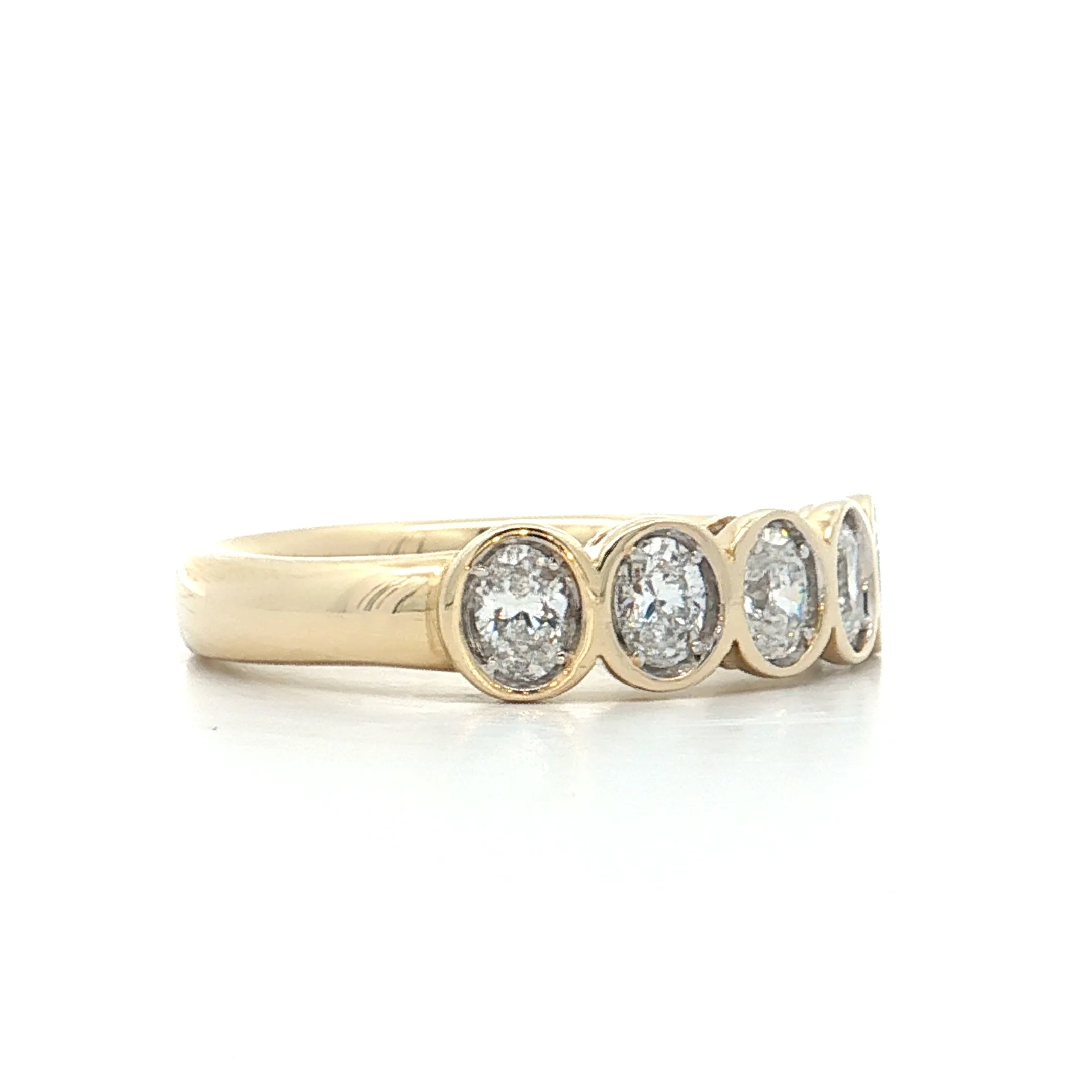 .70 Oval Diamond Wedding Band 14k Yellow Gold - Image 3
