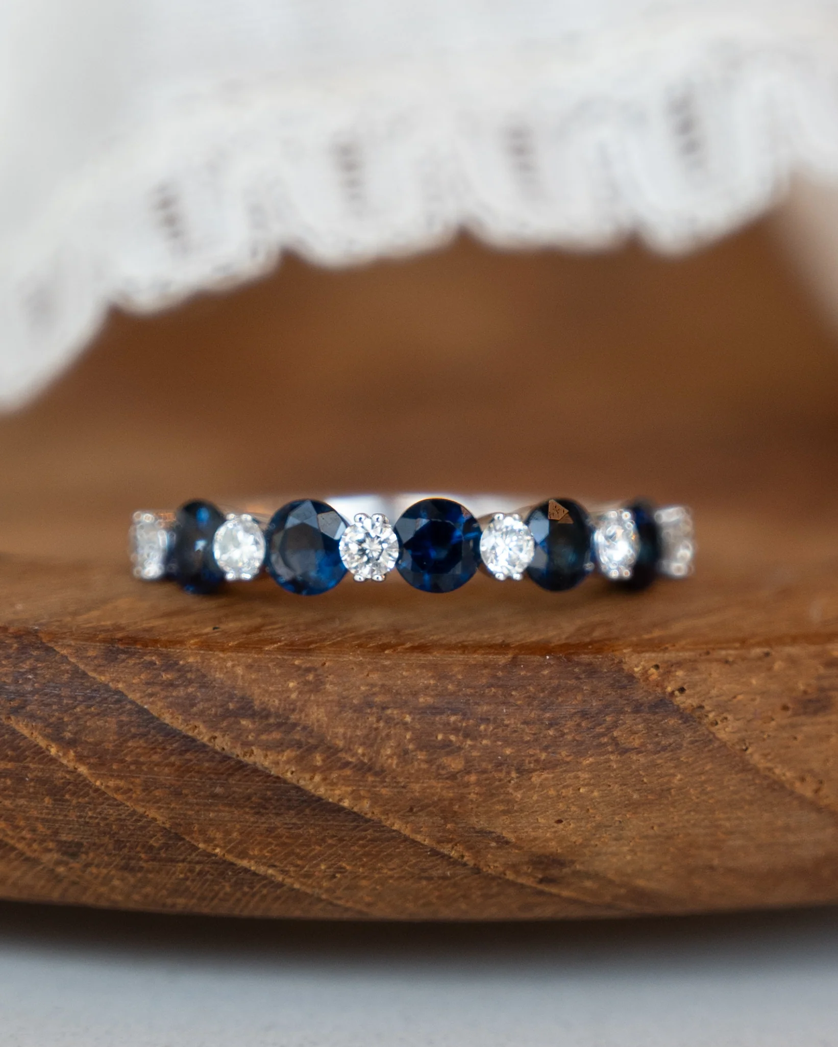 .70 Sapphire & Diamond Wedding Band in 14k - Image 6