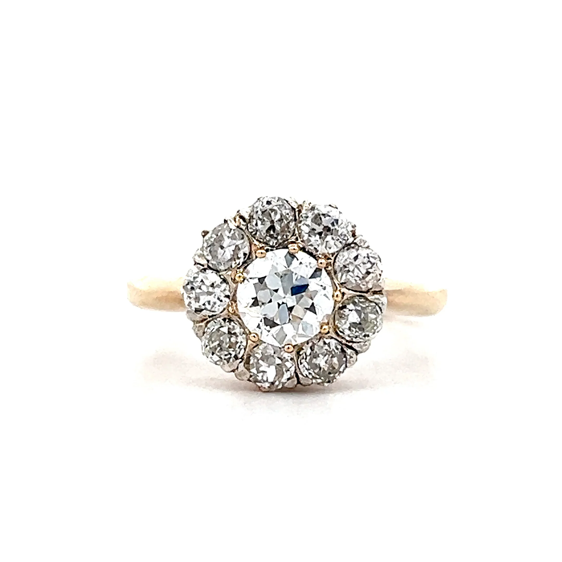 .70 Victorian Cluster Diamond Engagement Ring in 12k