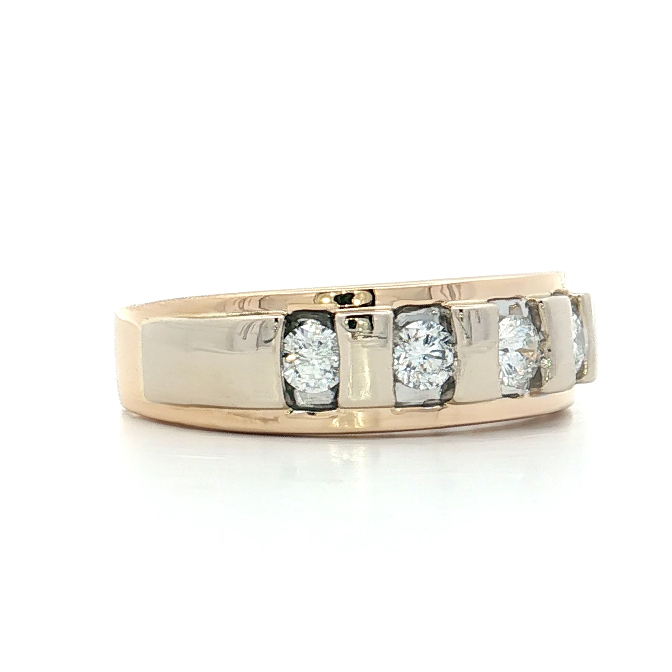 .71 Mens 5 Stone Diamond Wedding Band 14k - Image 3