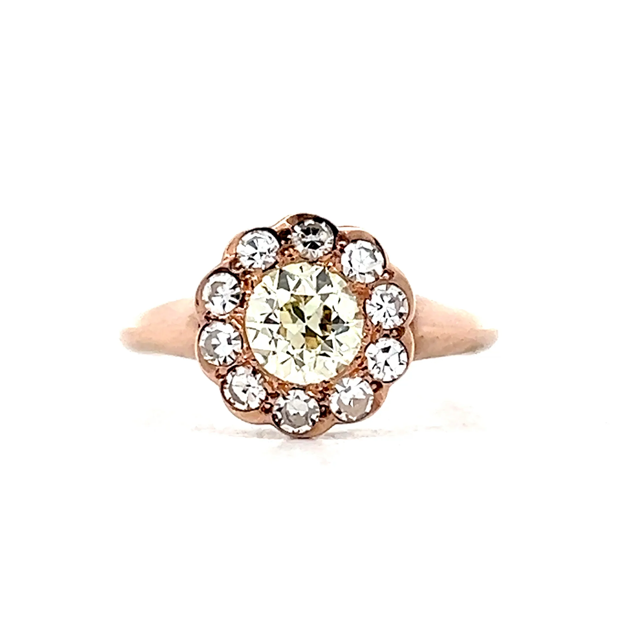 .71 Vintage Victorian Diamond Cluster Engagement Ring 9k