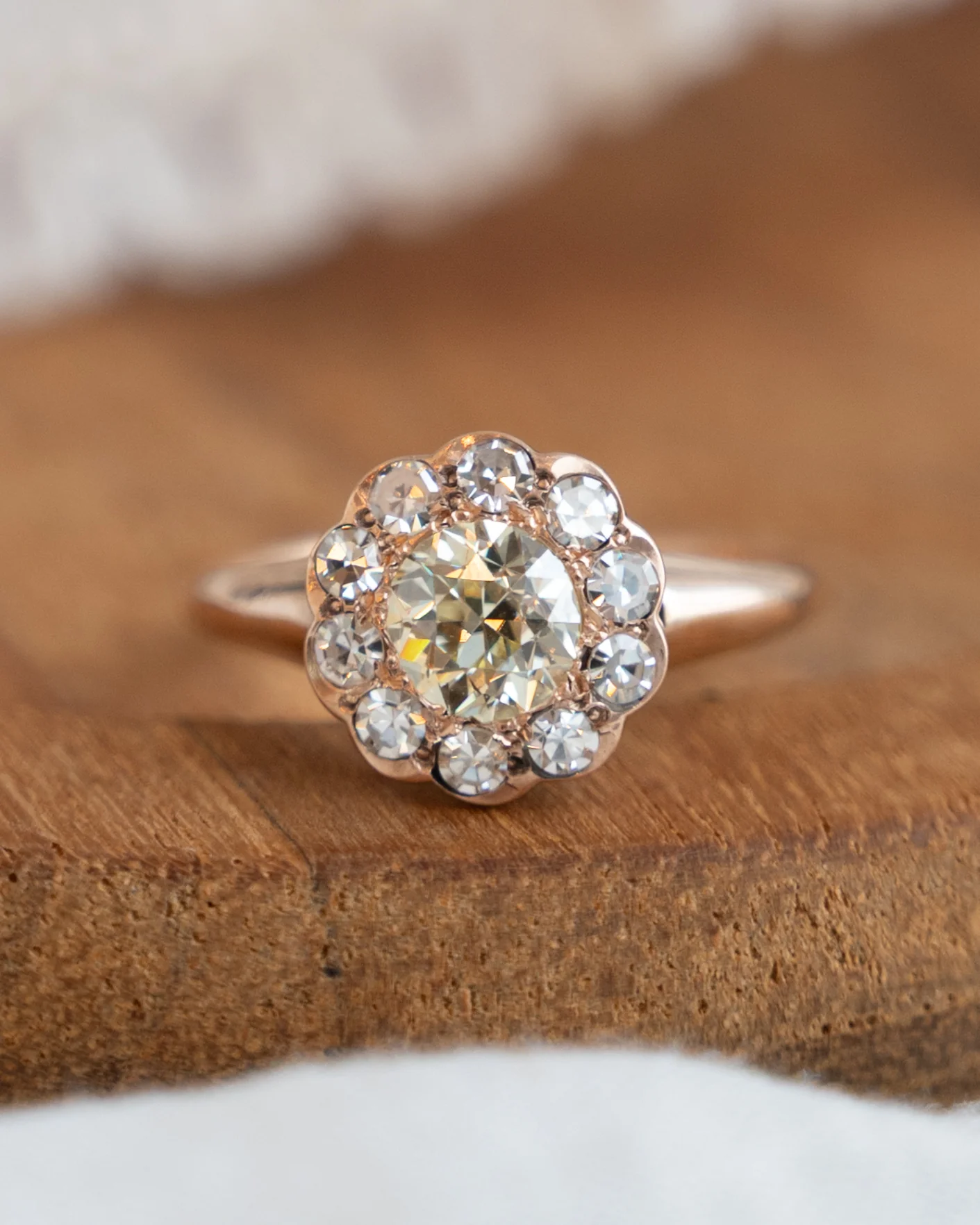 .71 Vintage Victorian Diamond Cluster Engagement Ring 9k - Image 6