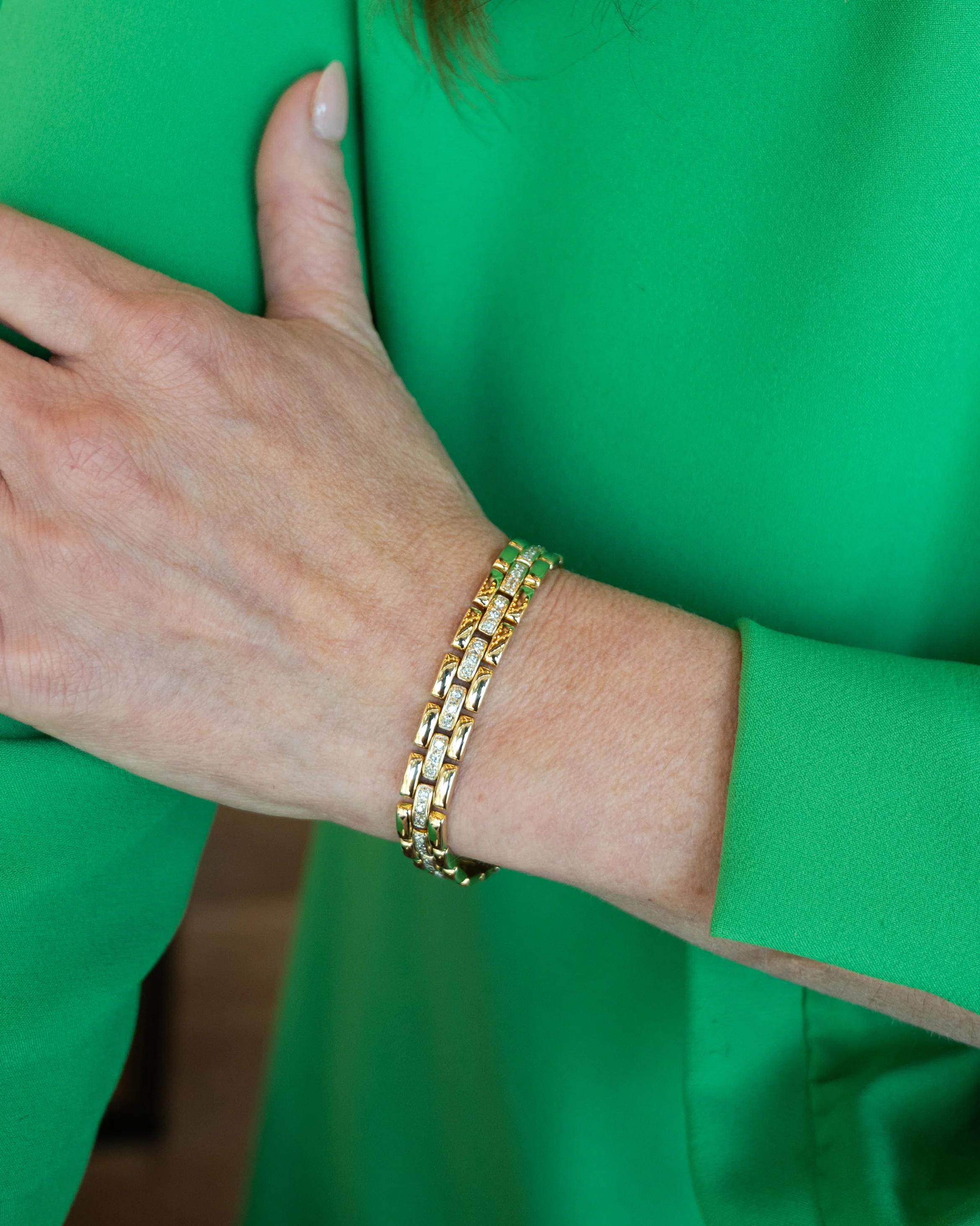 .72 Diamond Panther Link Bracelet in 14k Yellow Gold - Image 6