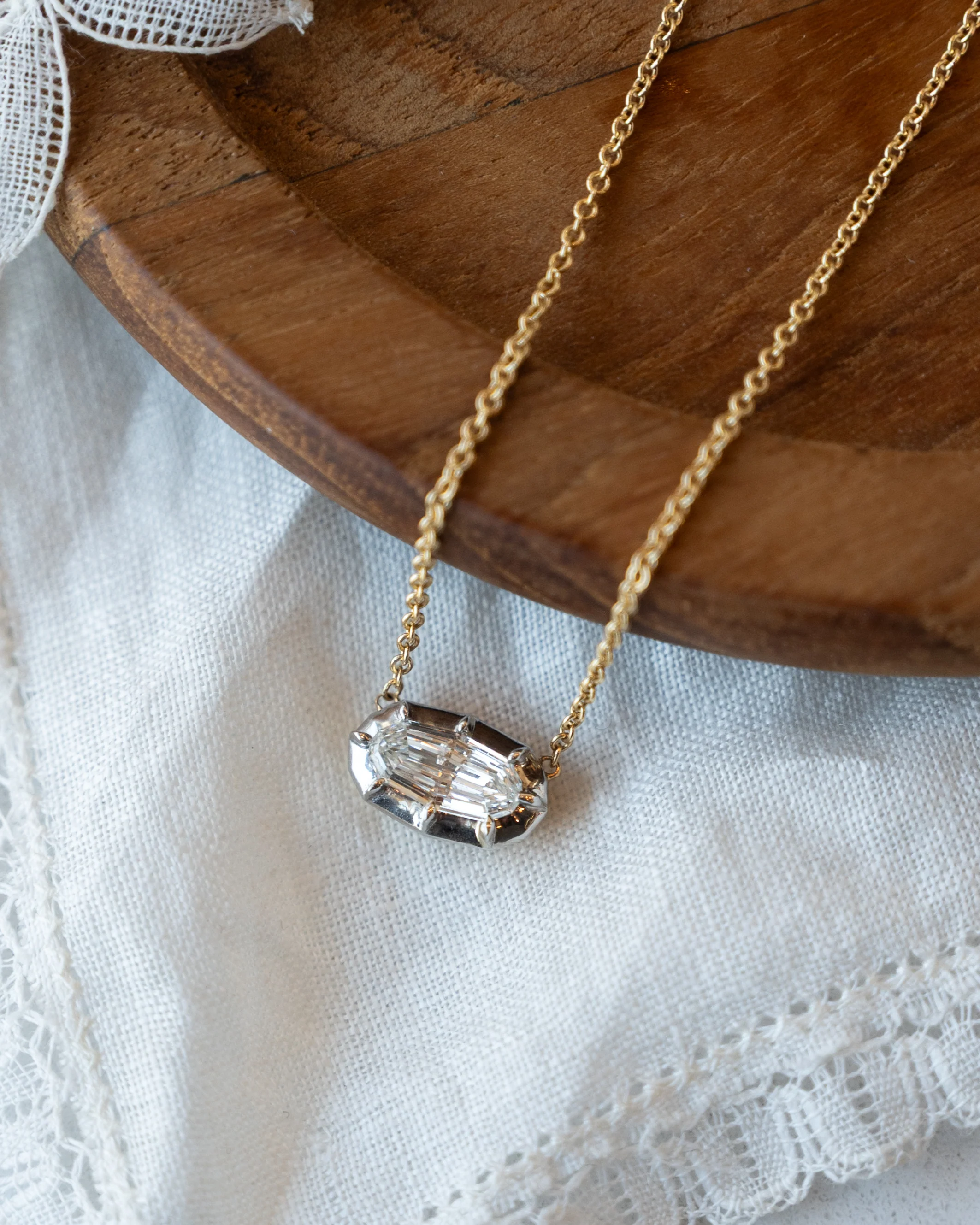 .72 Oval Diamond Pendant Necklace 18k Gold - Image 5