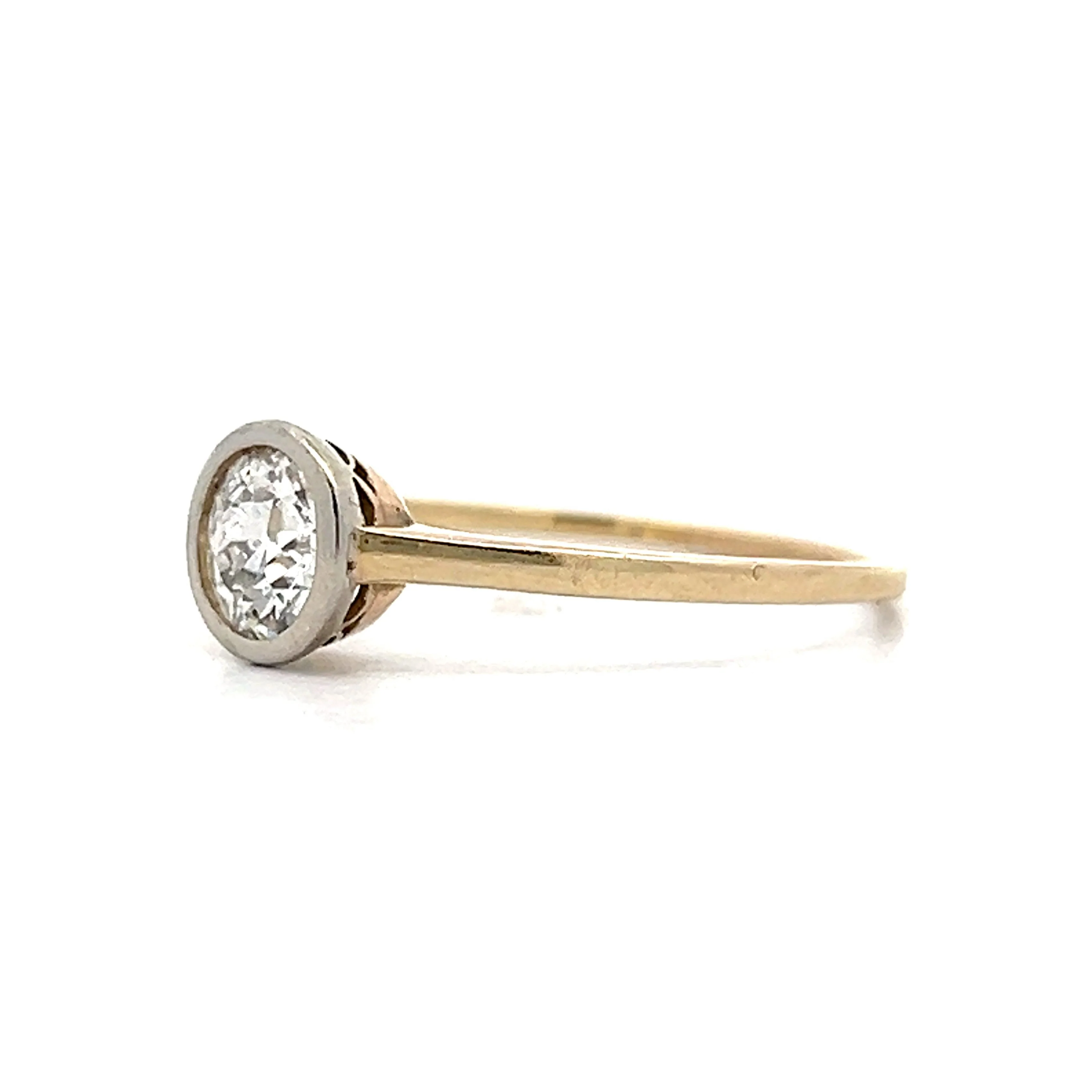 .72 Vintage Solitaire Bezel Diamond Engagement Ring in 18k - Image 2